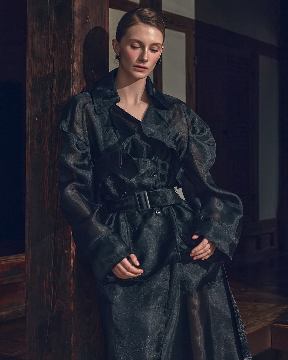 Manteau ceinturé en polyester — vue 6
