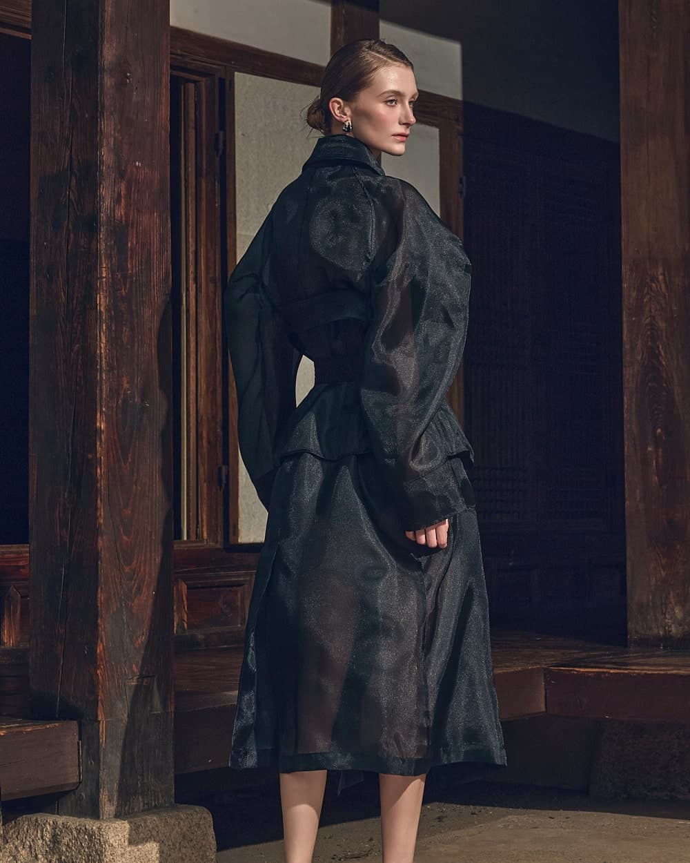 Manteau ceinturé en polyester — vue 8