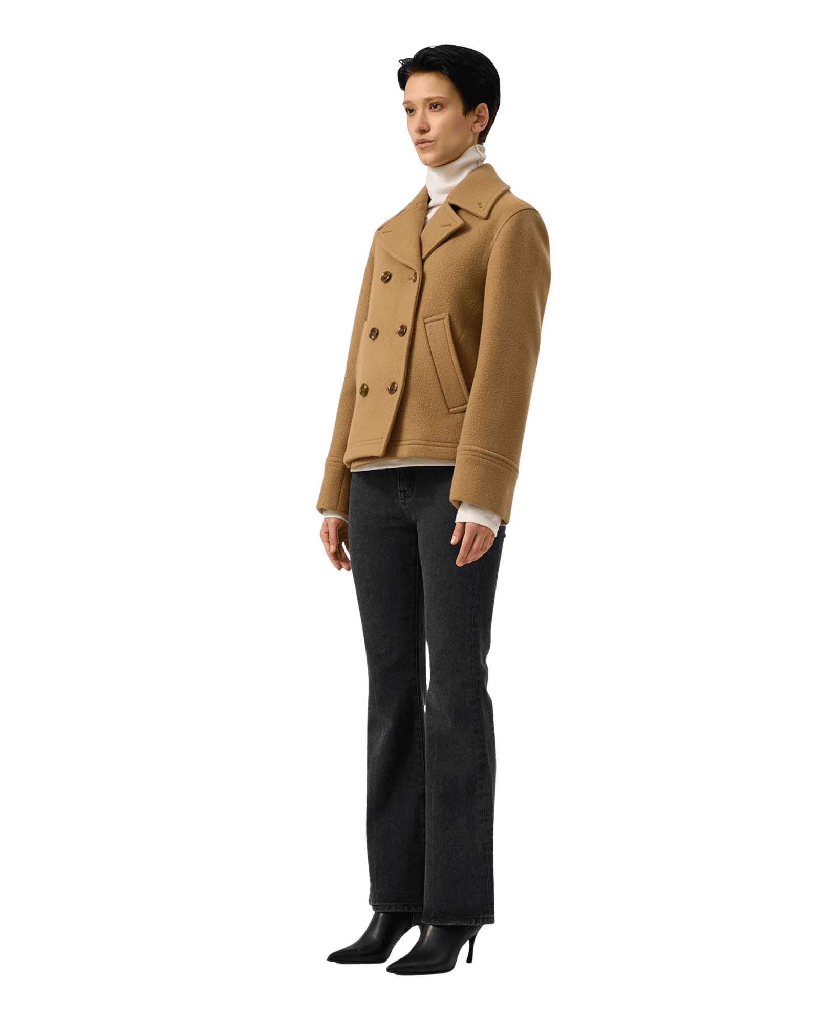 Classic Pea Coat (Beige) — vue 3