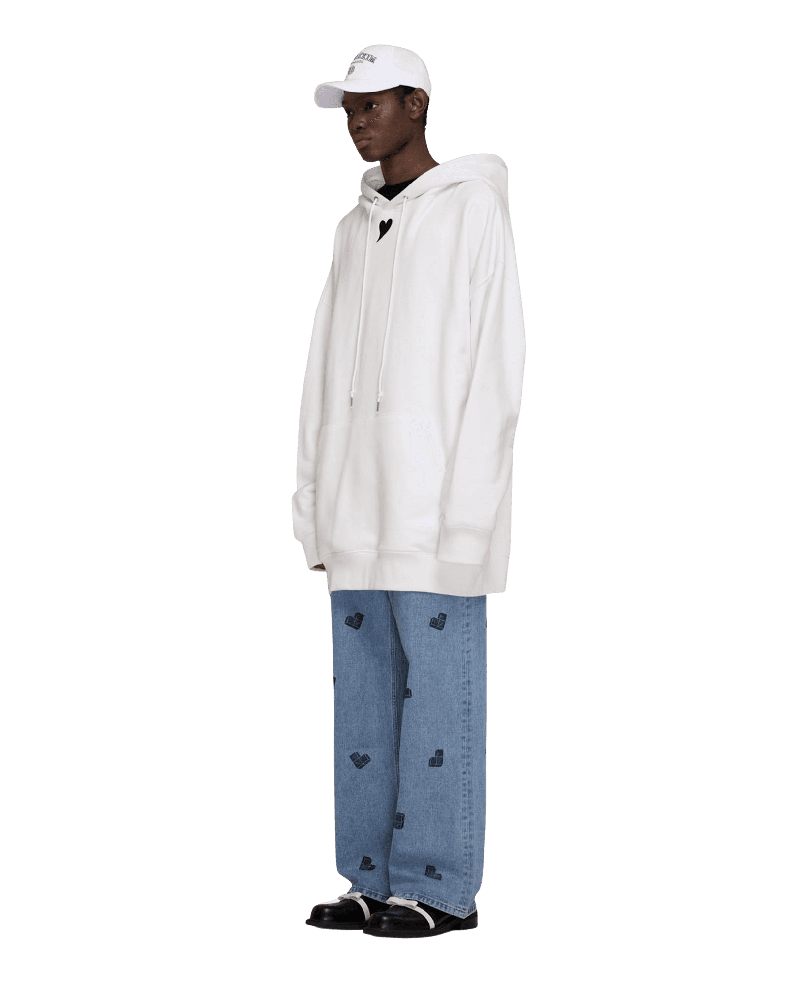 Heart Patch Oversized Hoodie (White) — vue 6