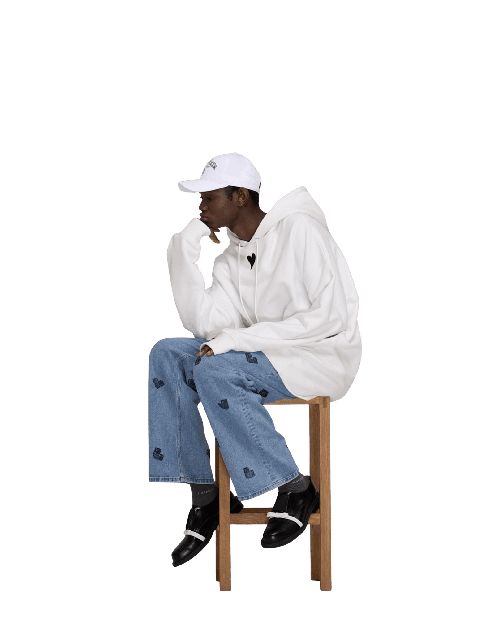 Heart Patch Oversized Hoodie (White) — vue 9