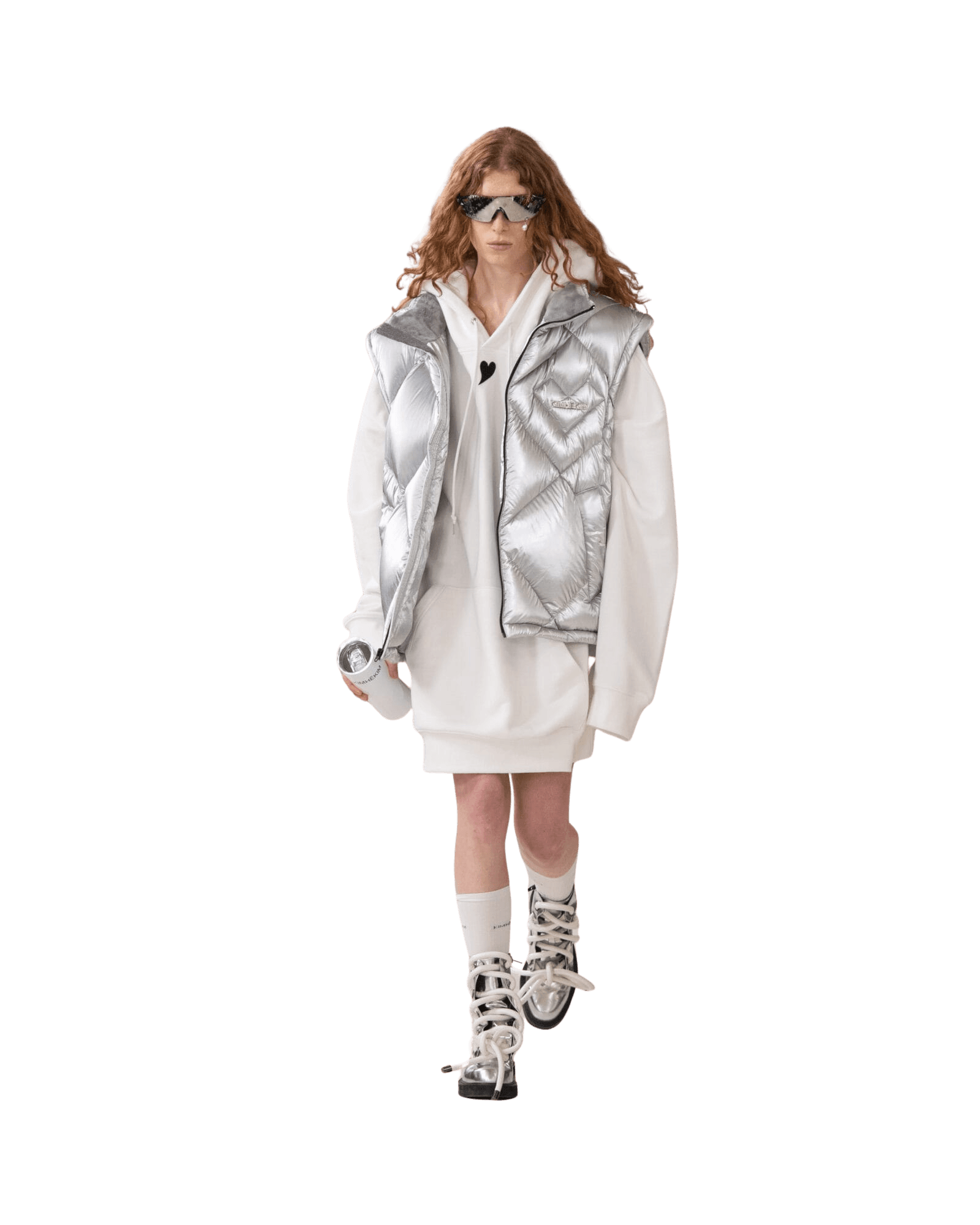 Heart Patch Oversized Hoodie (White)