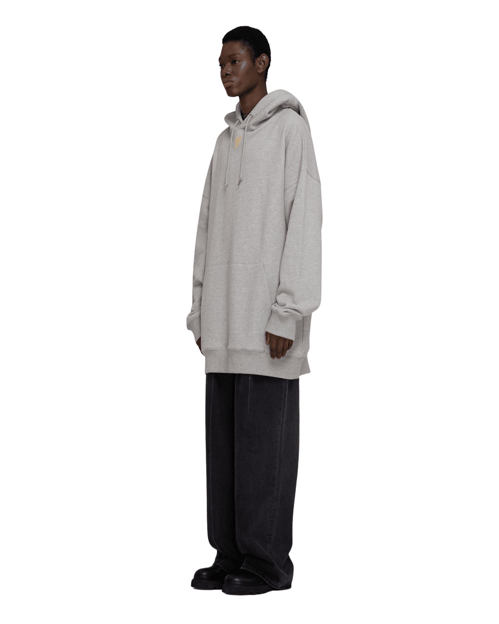 Heart Patch Oversized Hoodie (Grey) — vue 2