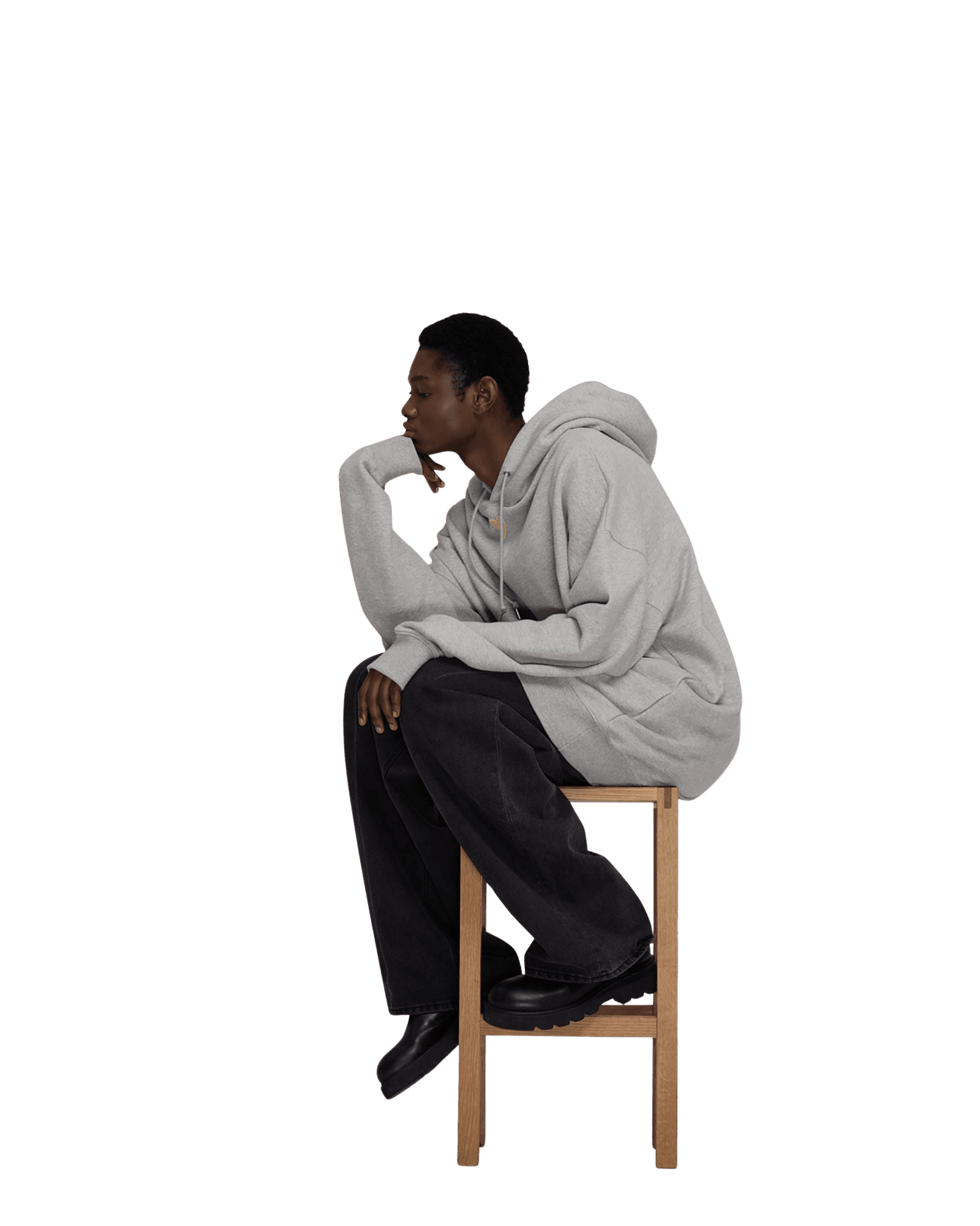 Heart Patch Oversized Hoodie (Grey) — vue 5
