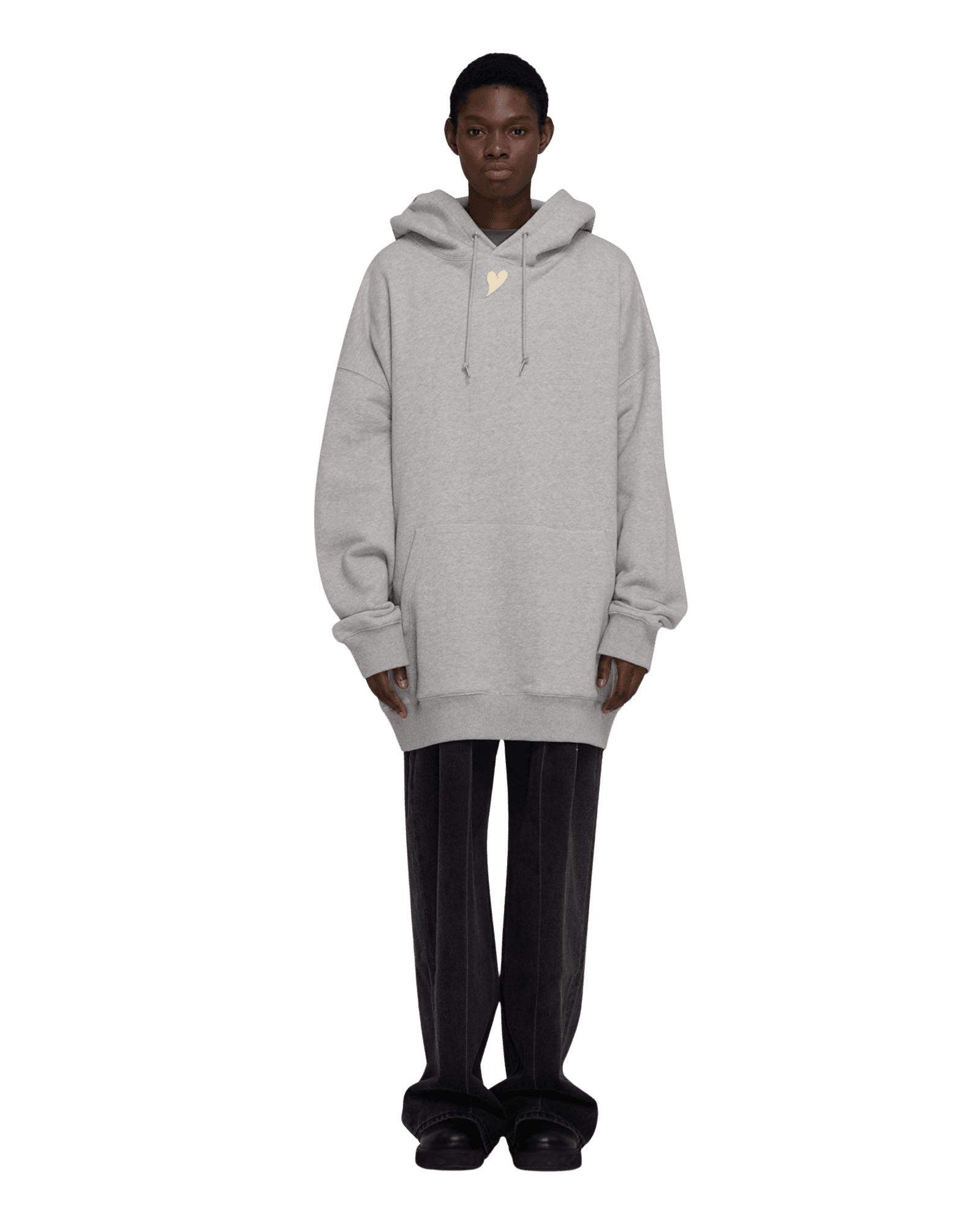 Heart Patch Oversized Hoodie (Grey)