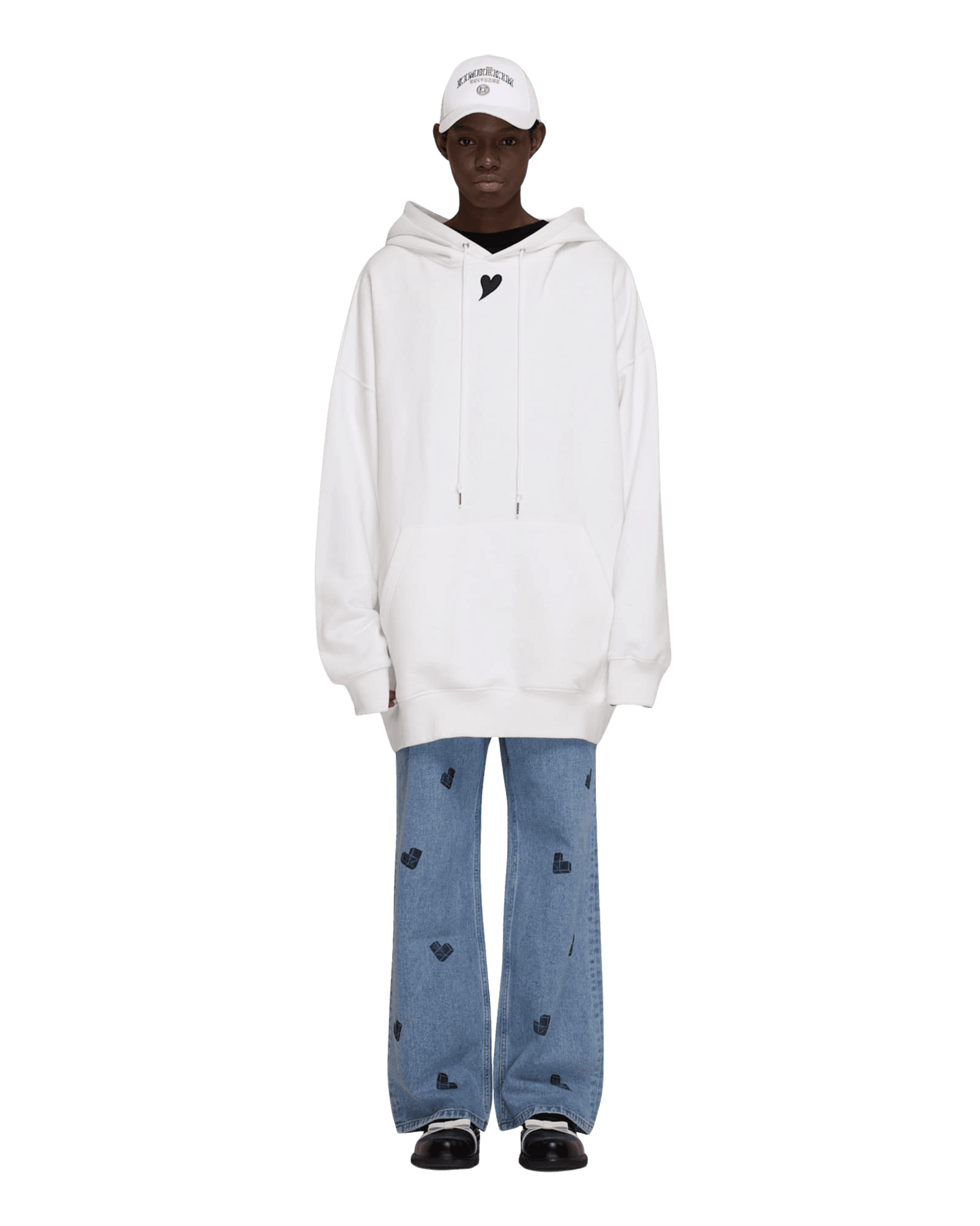 Heart Patch Oversized Hoodie (Black) — vue 11