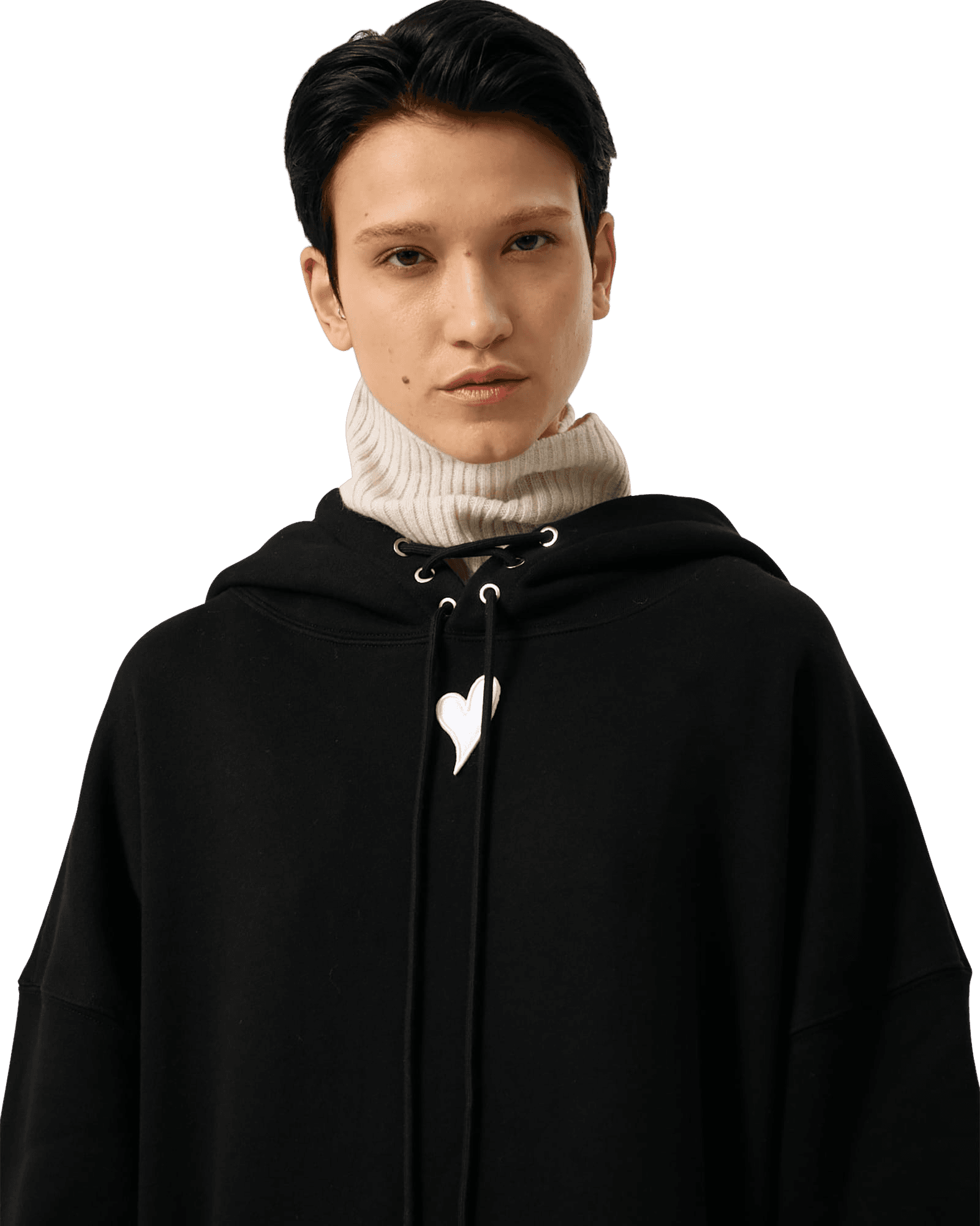Heart Patch Oversized Hoodie (Black) — vue 7