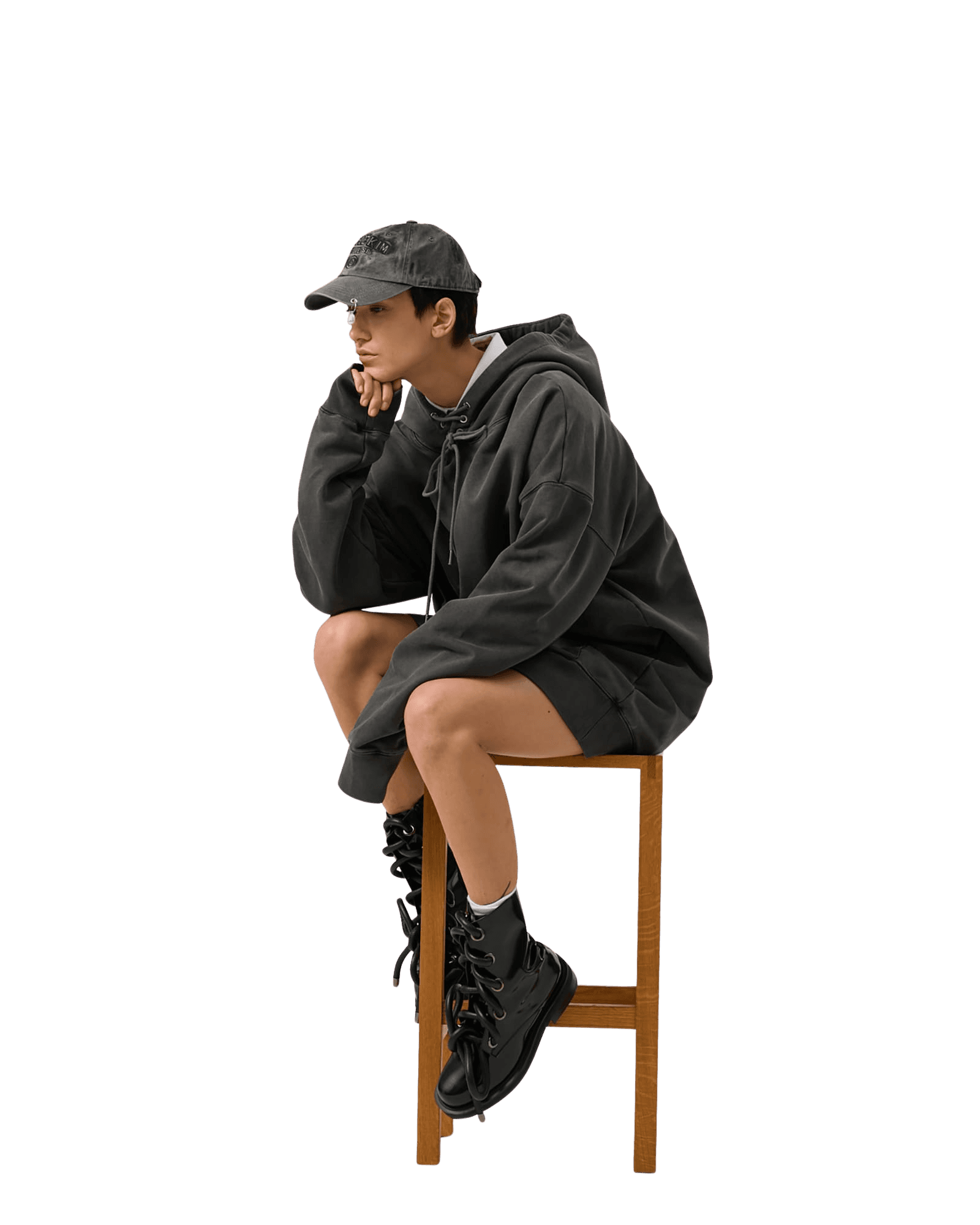 Upcycled Eyelet Hoodie (Grey) — vue 12
