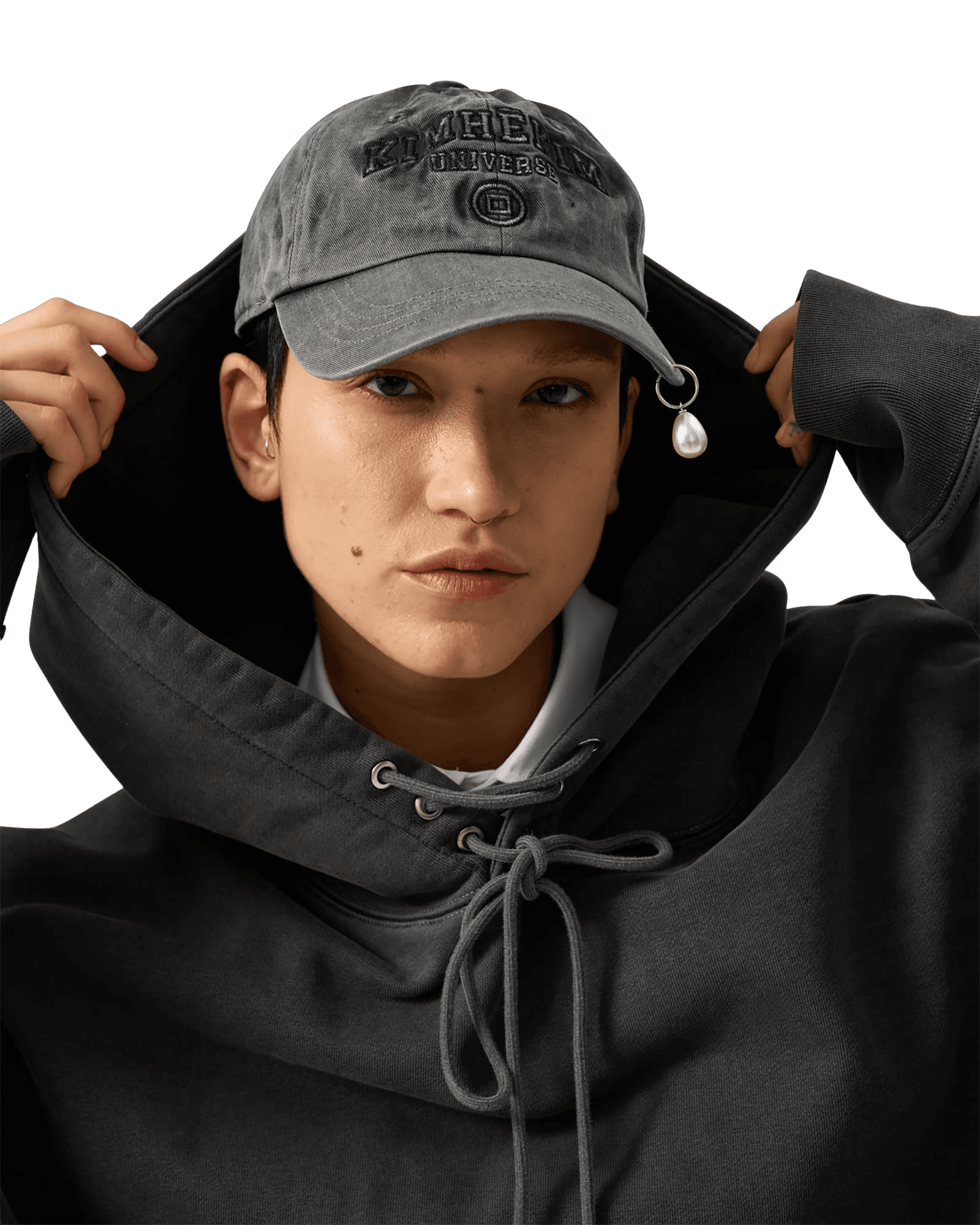 Upcycled Eyelet Hoodie (Grey) — vue 16