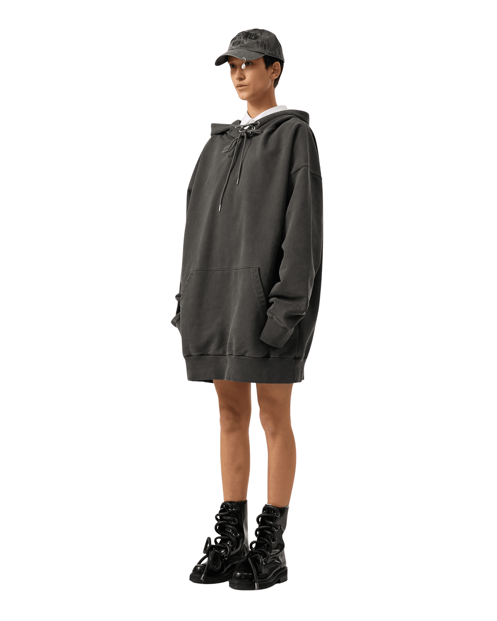 Upcycled Eyelet Hoodie (Grey) — vue 9