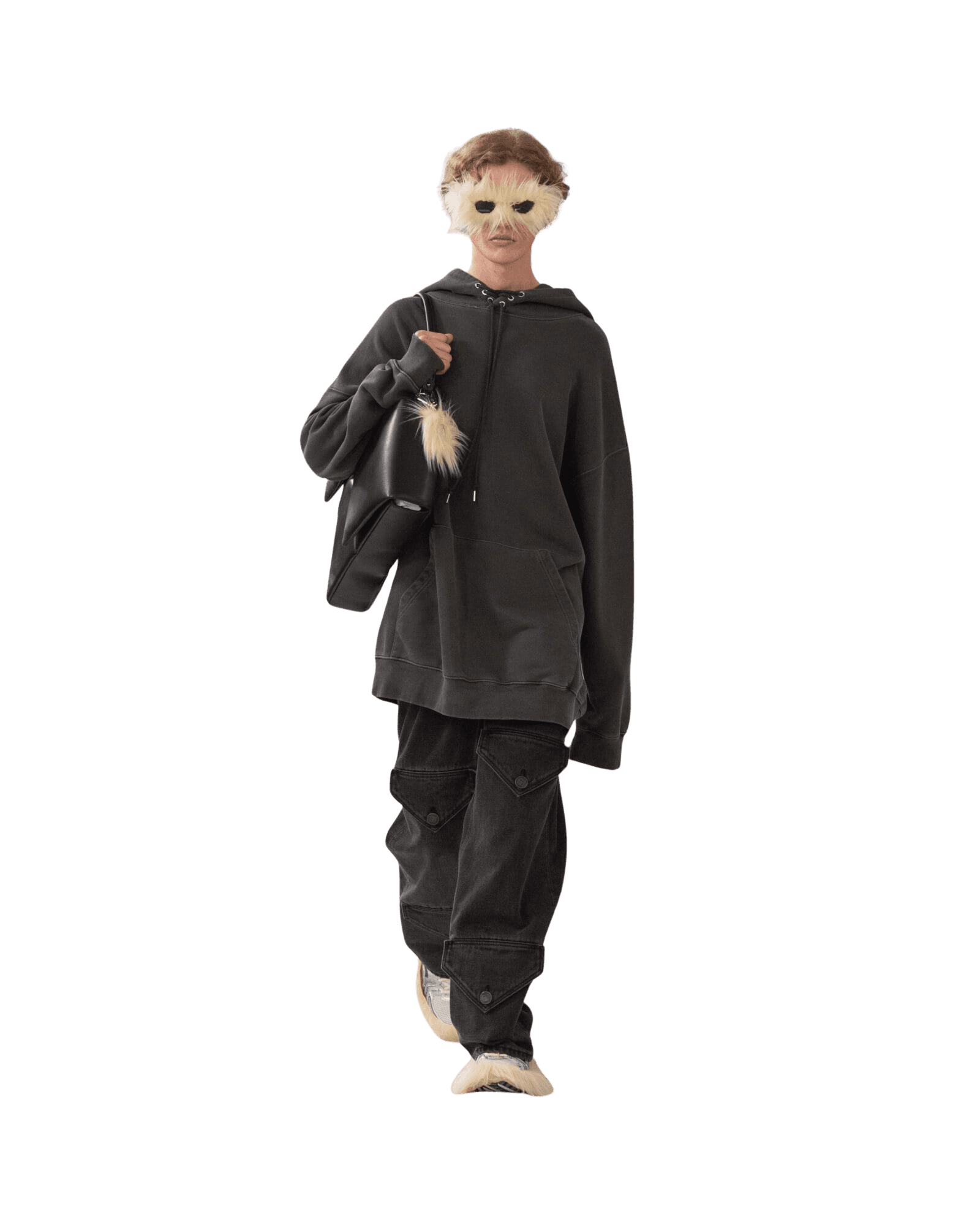 Upcycled Eyelet Hoodie (Grey)