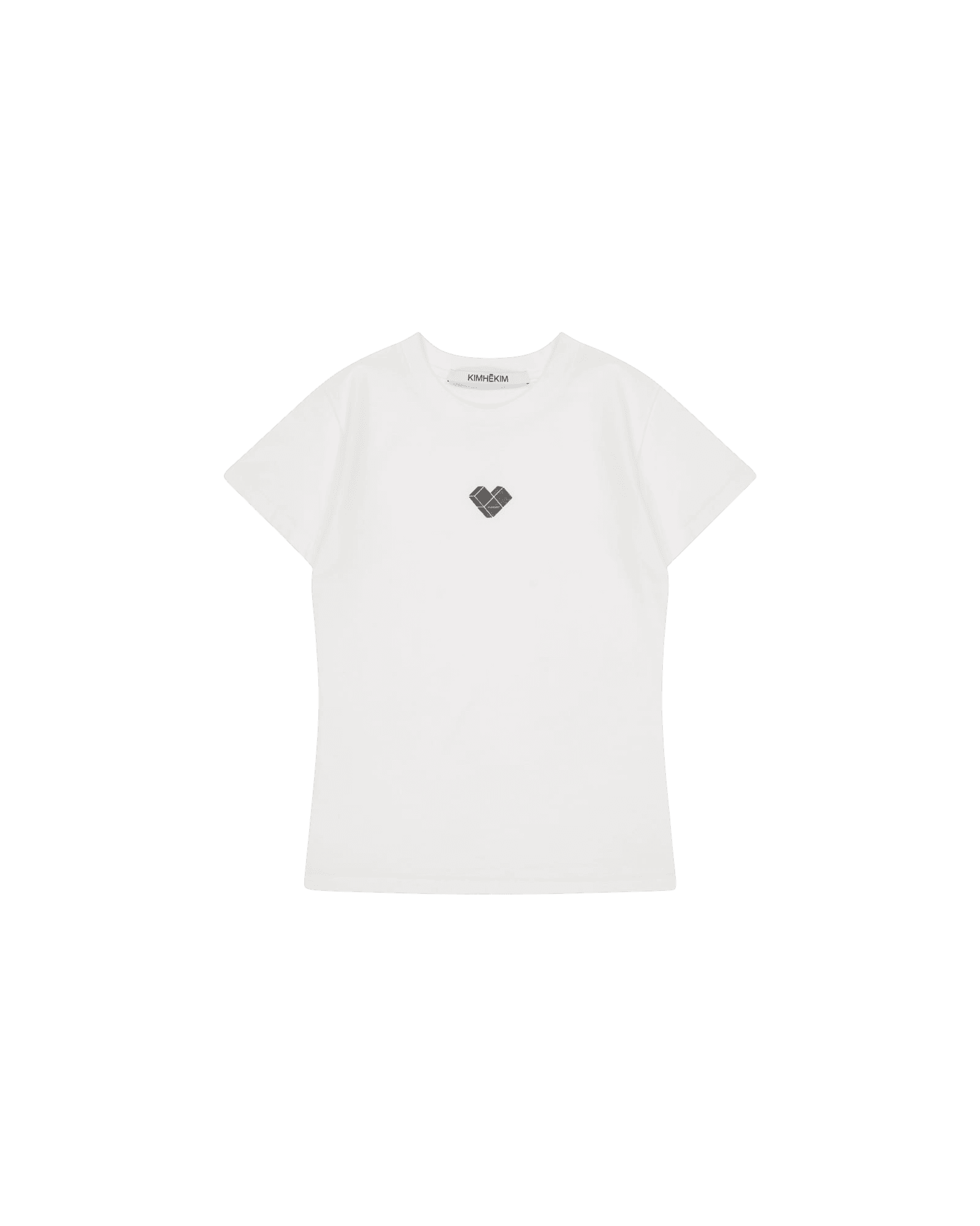 Heart Puzzle Stamped Slim Fit T-Shirt (White) — vue 6