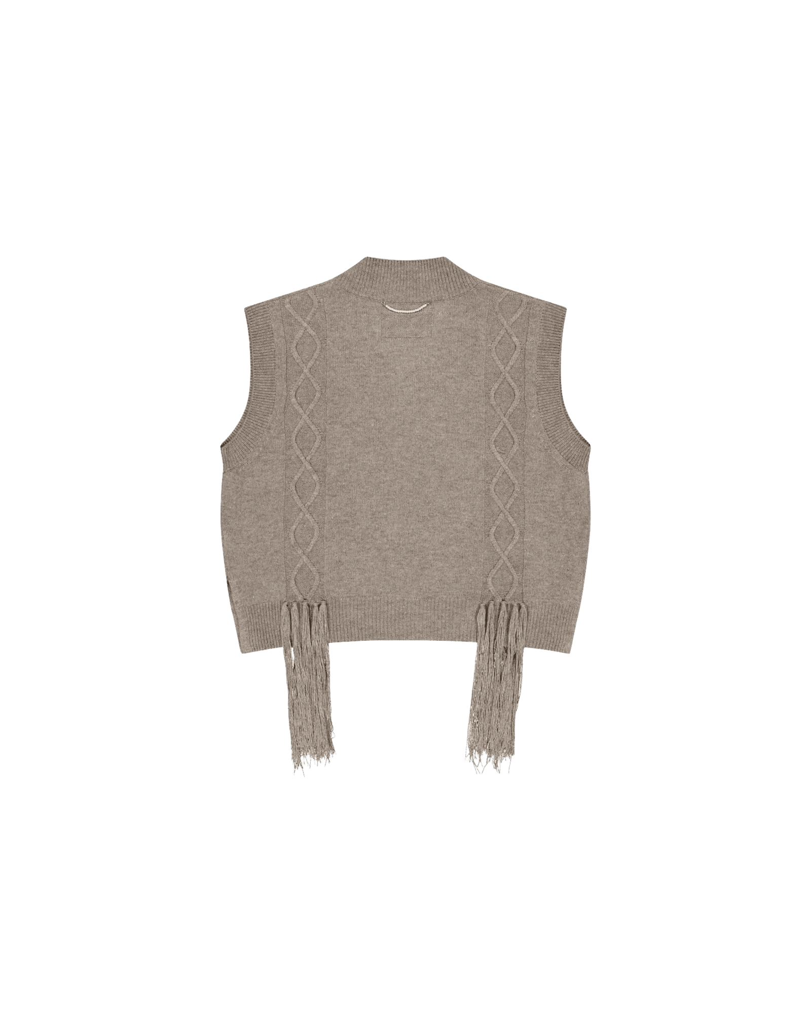 Fringed Knit Vest (Light Brown) — vue 13