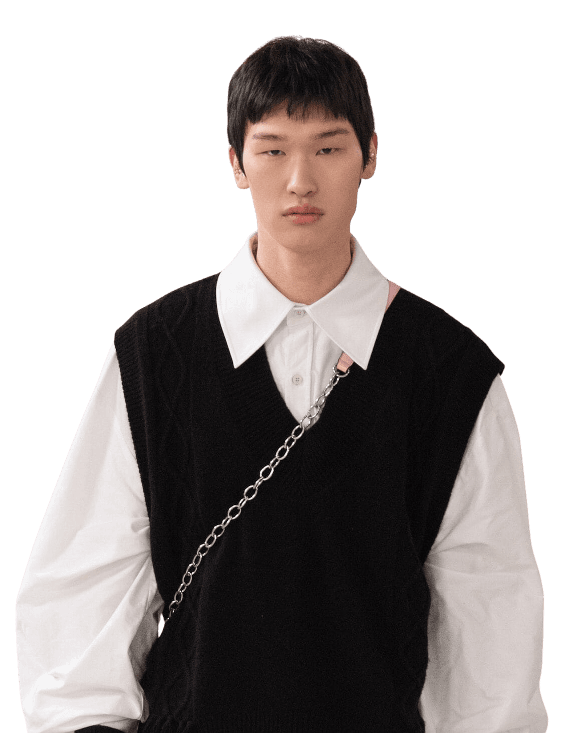 Fringed Knit Vest (Black) — vue 2