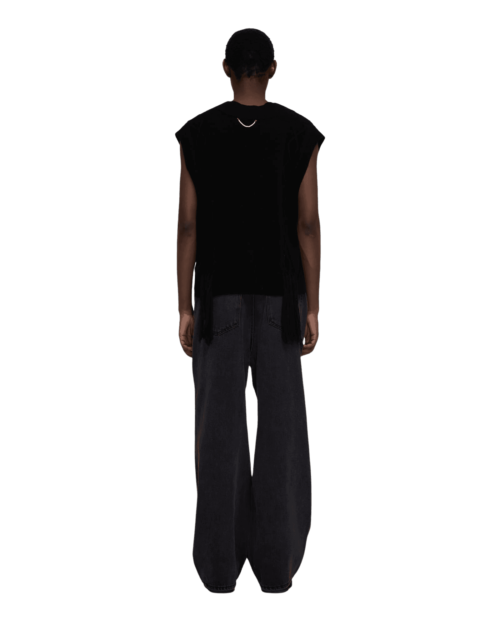 Fringed Knit Vest (Black) — vue 15