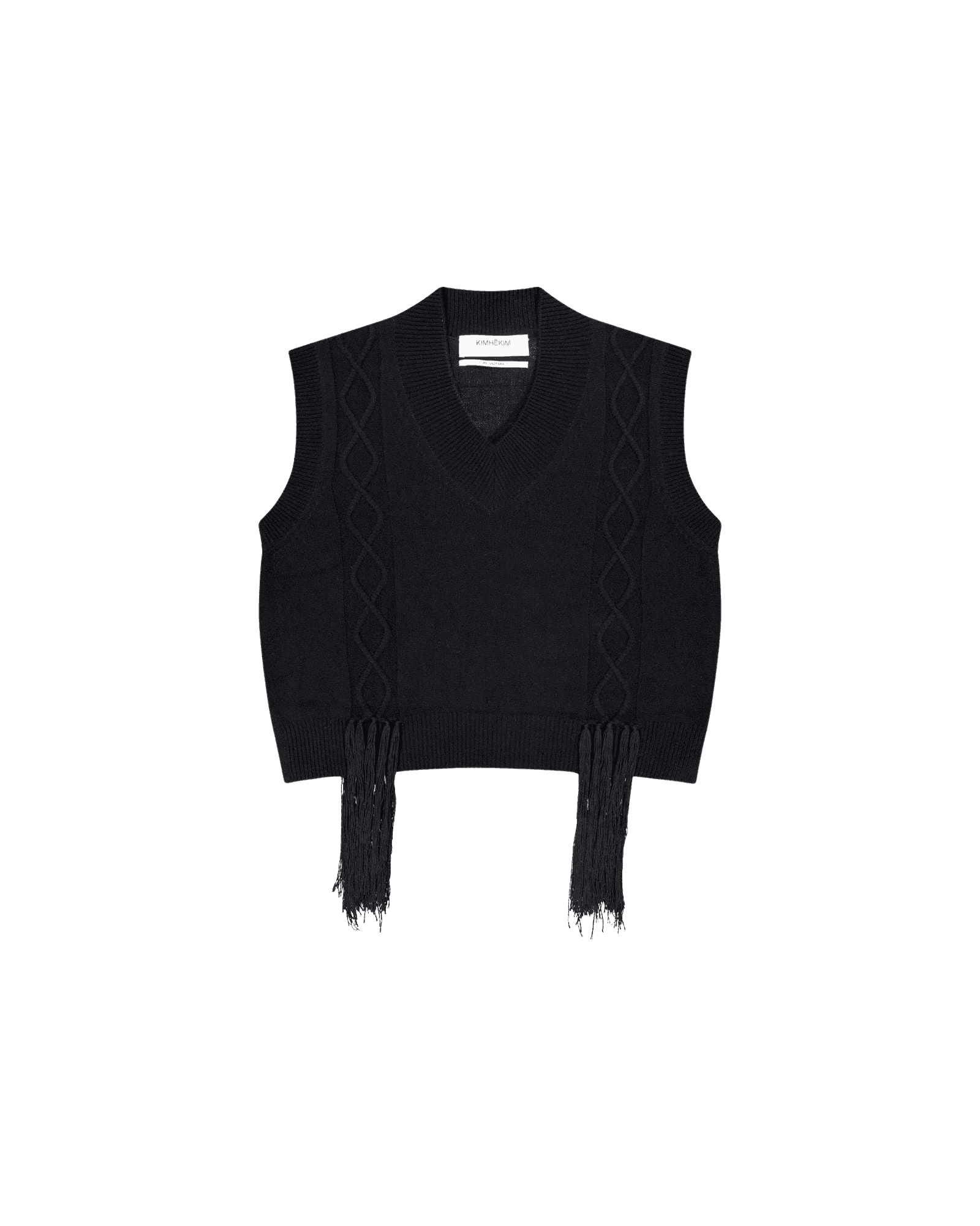 Fringed Knit Vest (Black) — vue 20