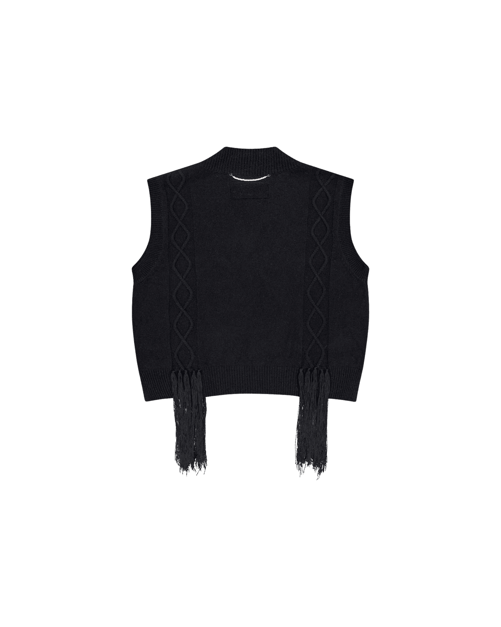 Fringed Knit Vest (Black) — vue 21