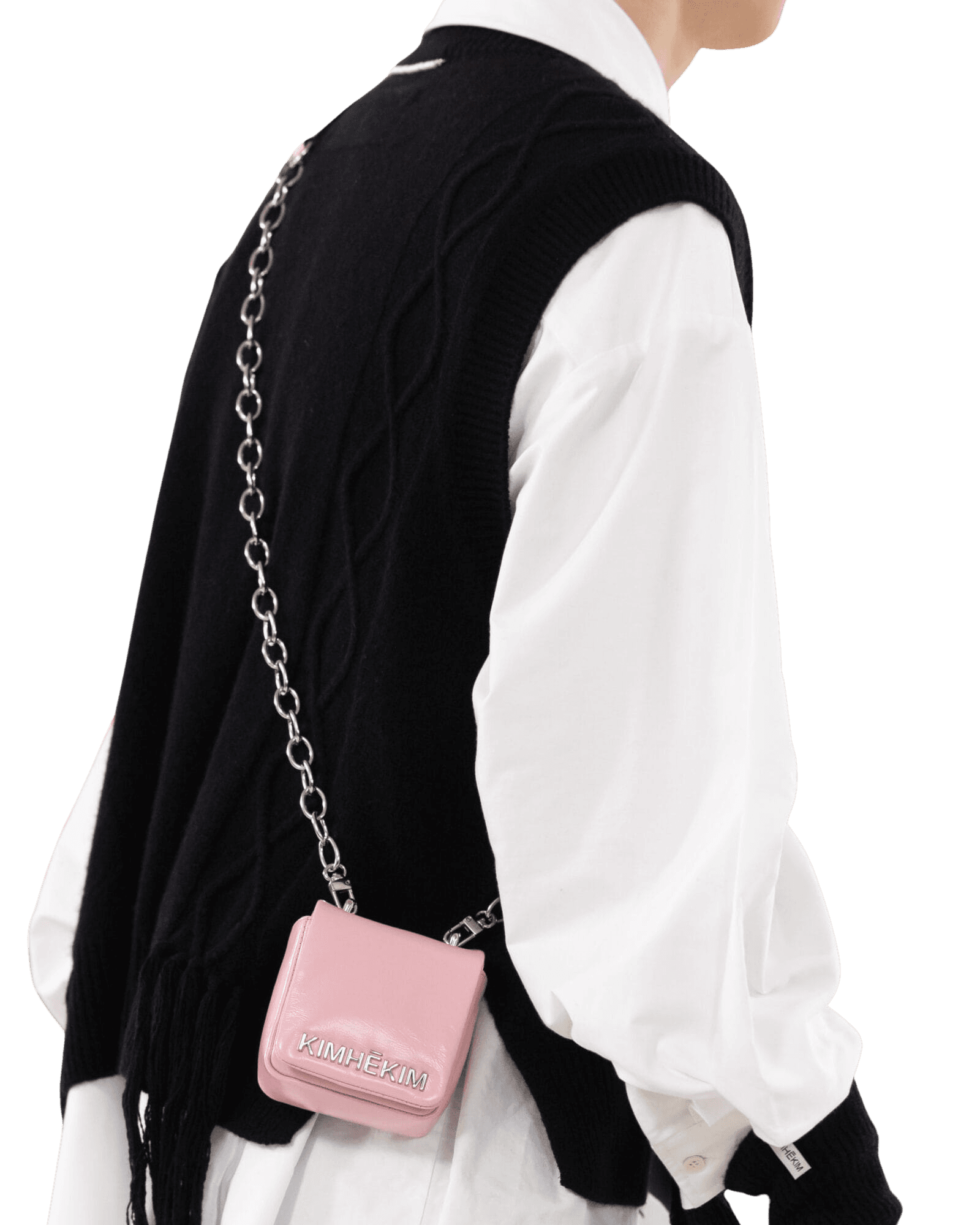 Fringed Knit Vest (Black) — vue 4