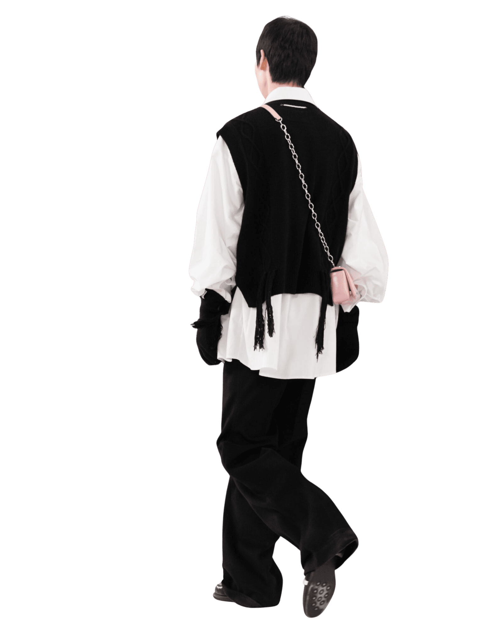 Fringed Knit Vest (Black) — vue 6