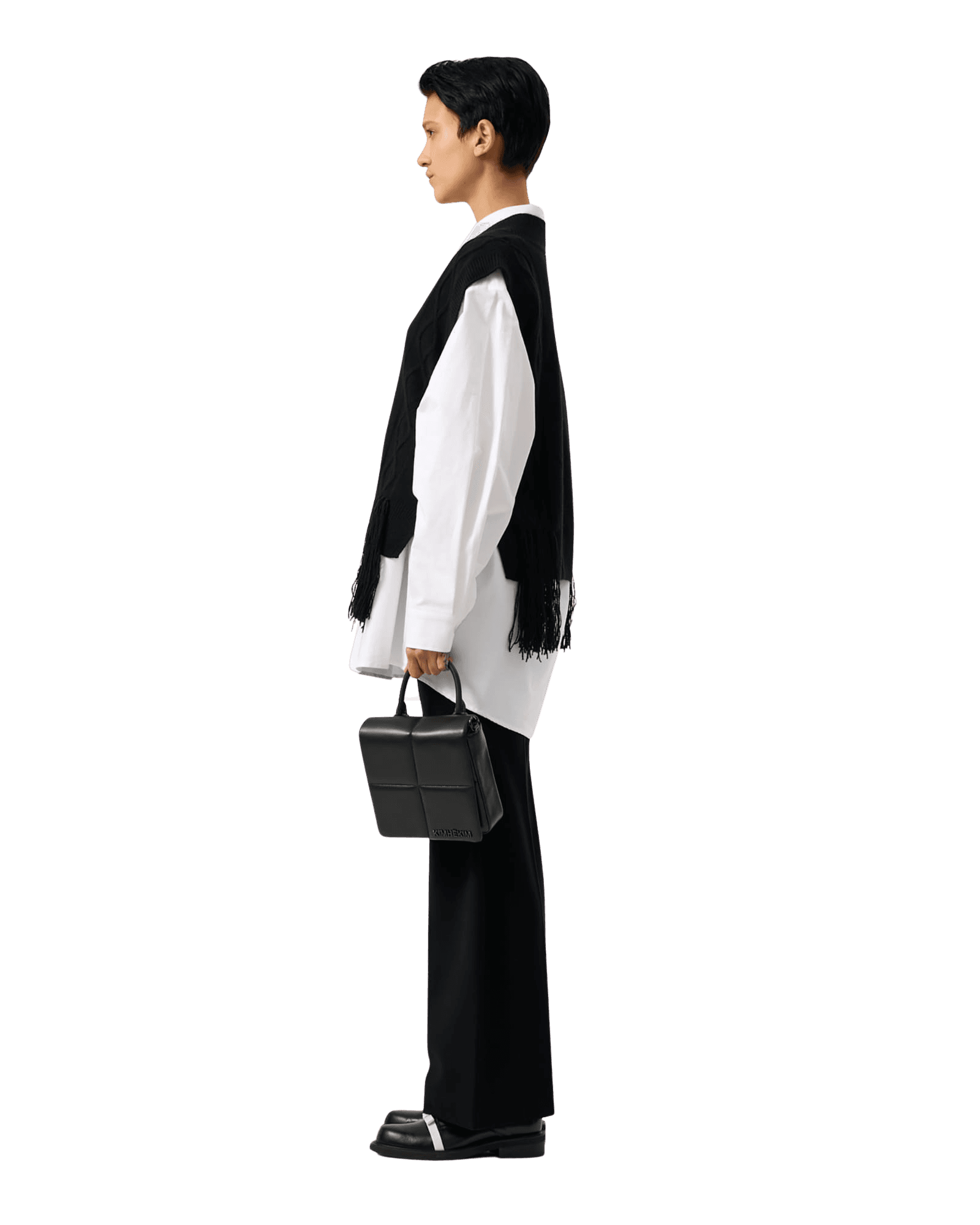 Fringed Knit Vest (Black) — vue 9