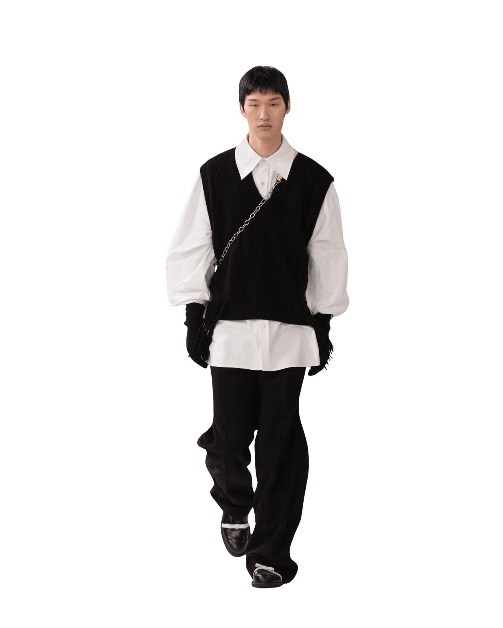 Fringed Knit Vest (Black)
