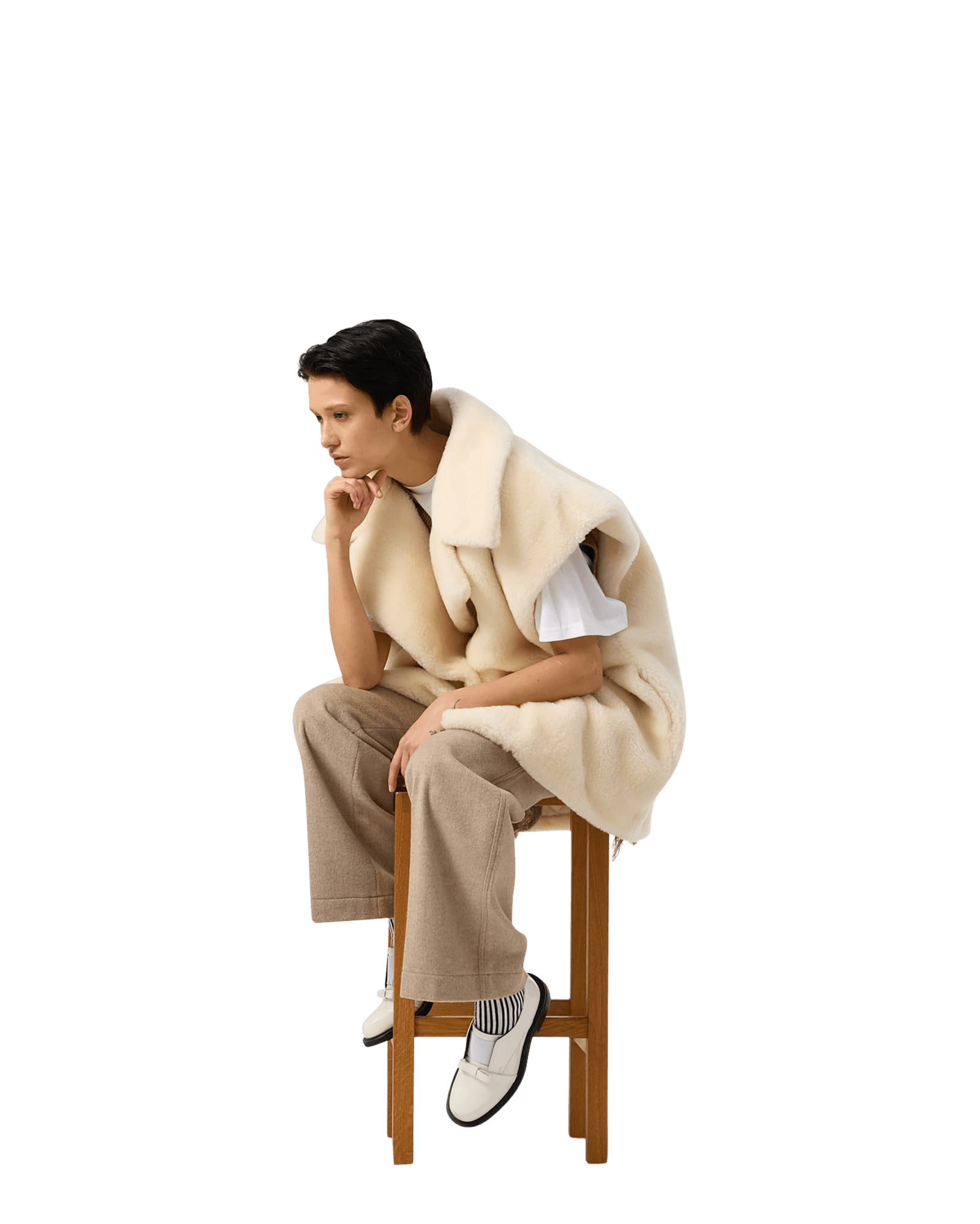 Wave Cut Trousers (Beige) — vue 13