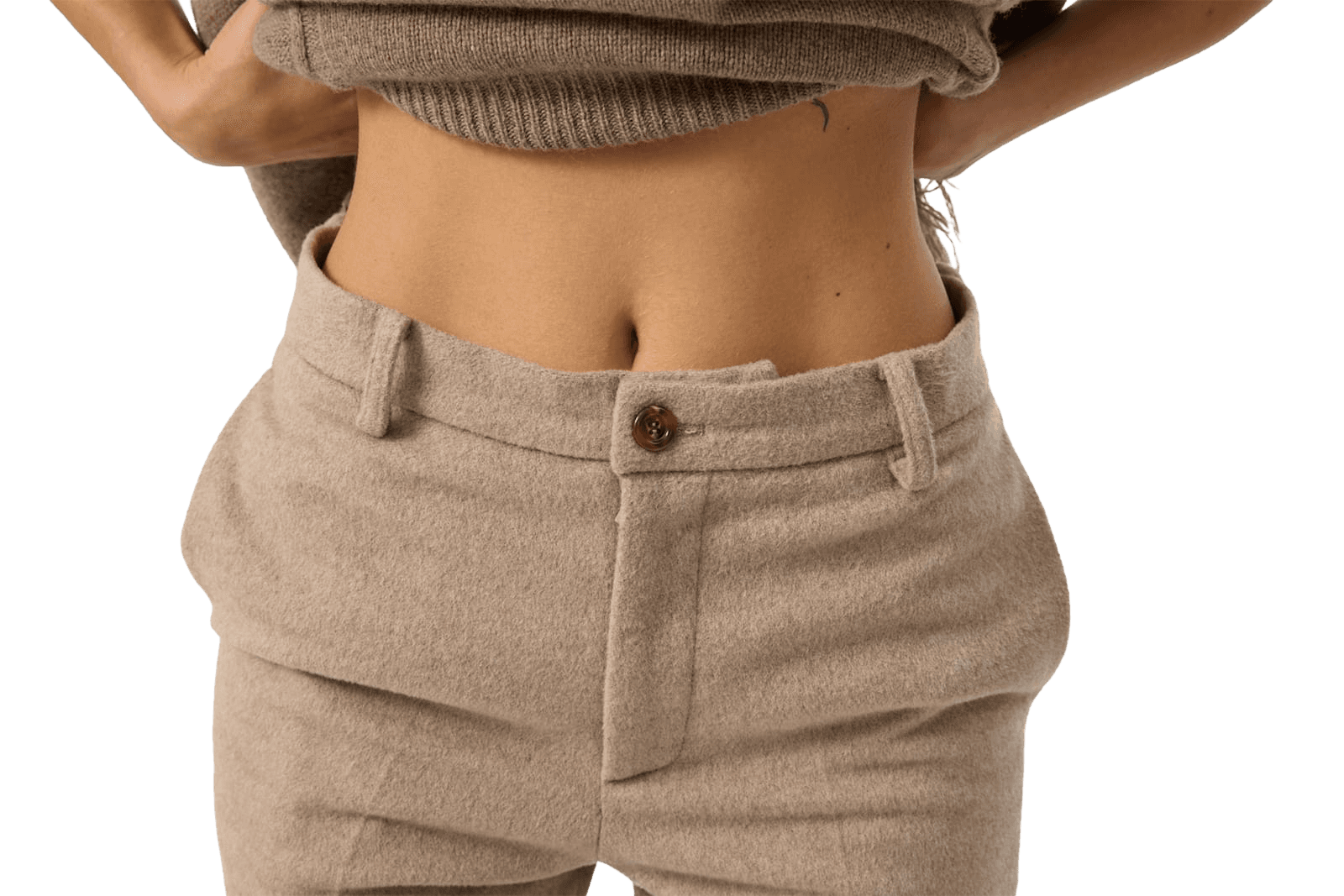 Wave Cut Trousers (Beige) — vue 7