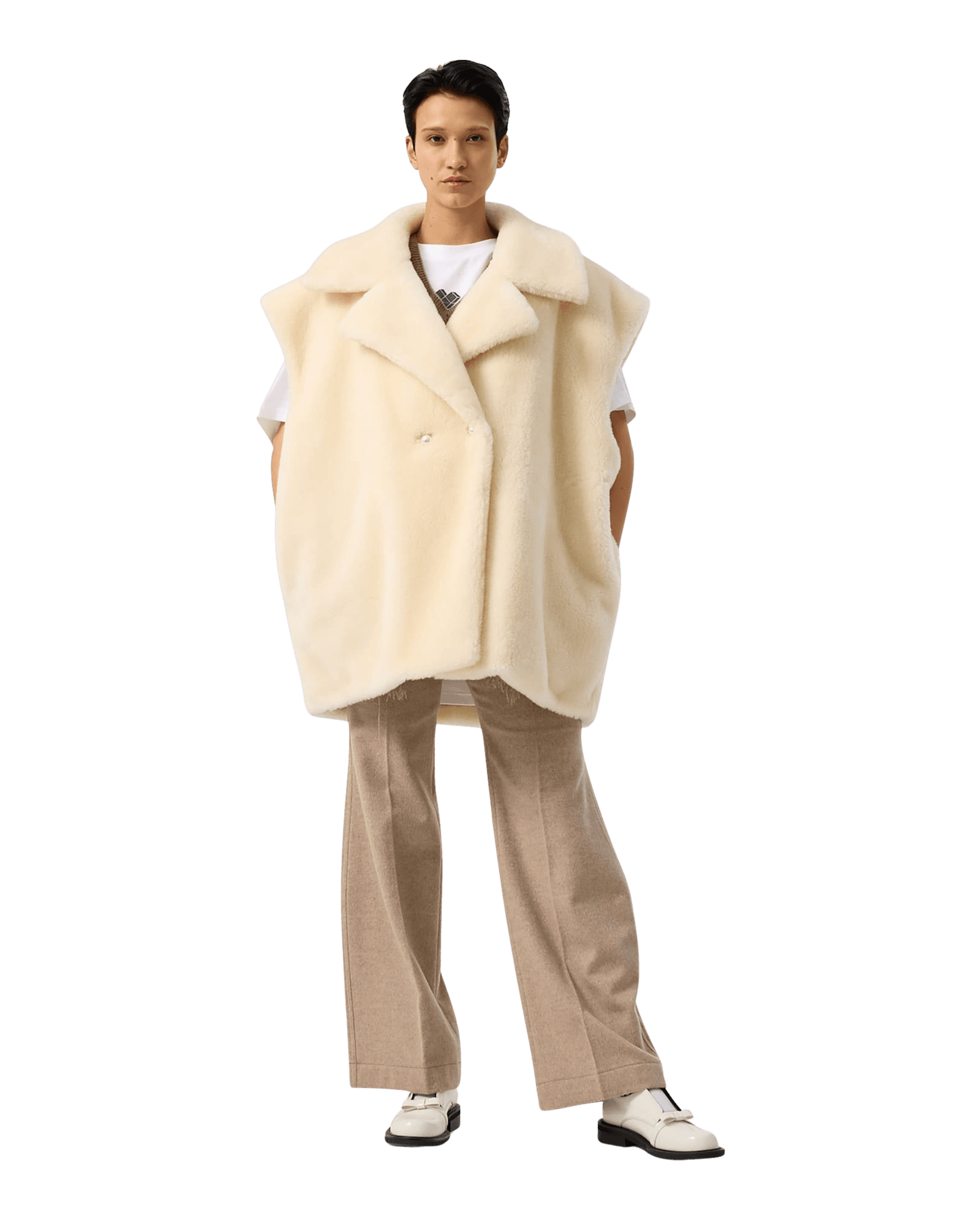 Wave Cut Trousers (Beige) — vue 9