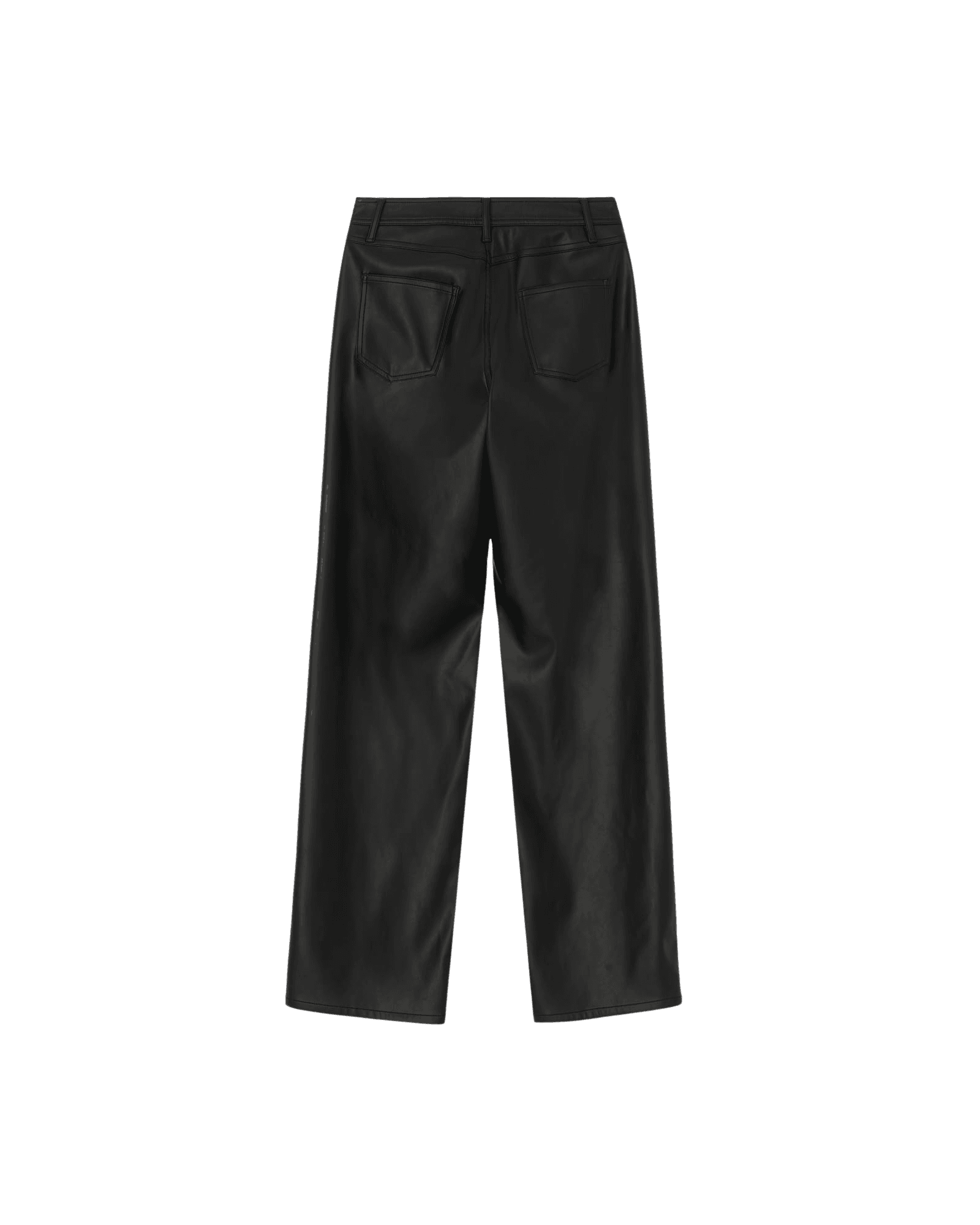 Vegan Leather Label Wide Fit Pants (Black) — vue 15