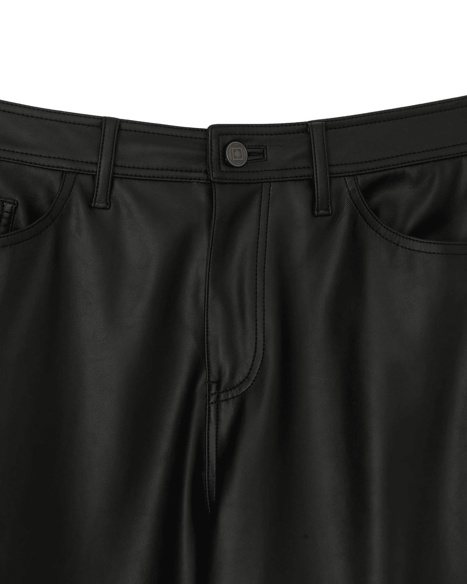 Vegan Leather Label Wide Fit Pants (Black) — vue 16
