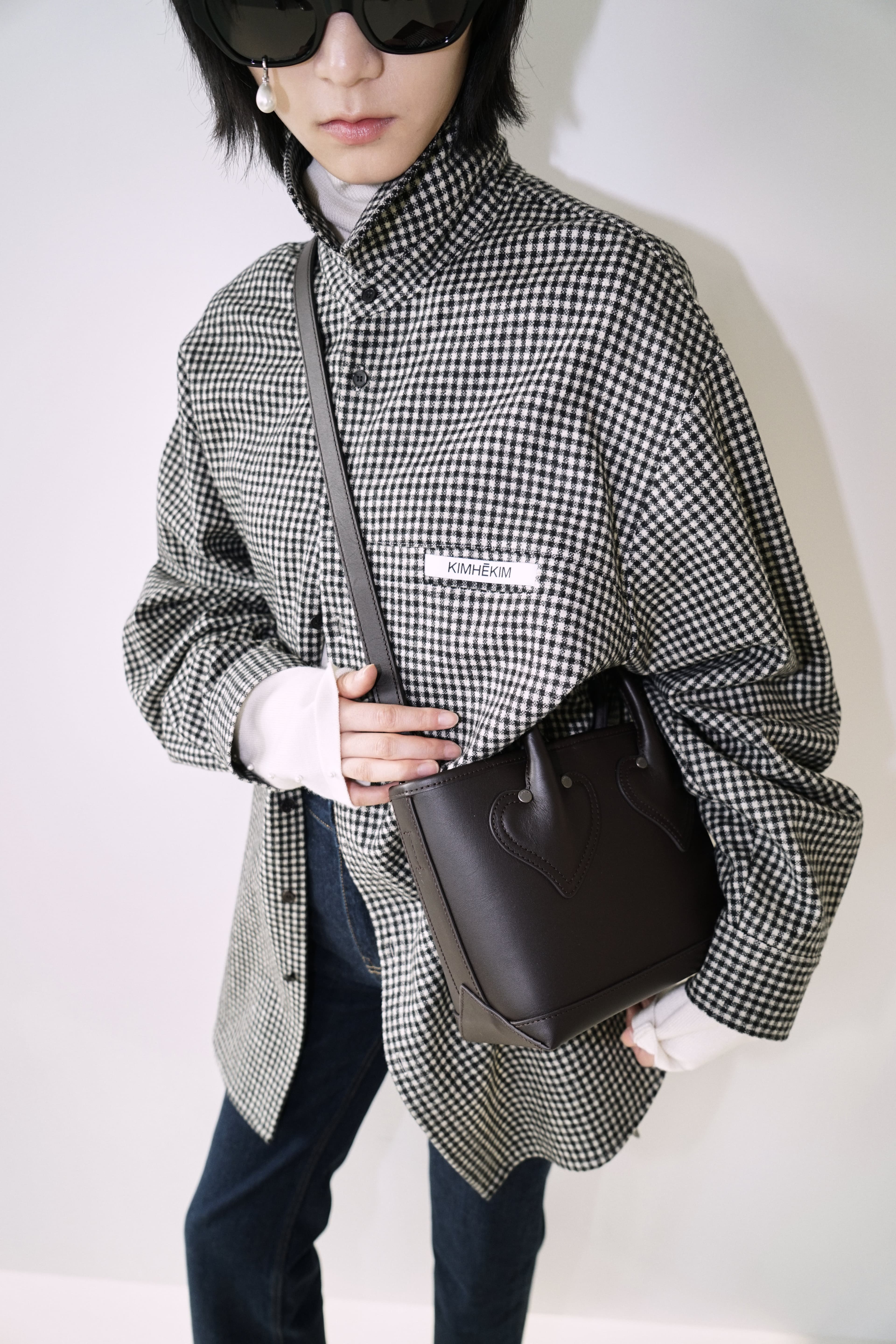 Checkered KIMHEKIM Label Shirt (Black) — vue 11