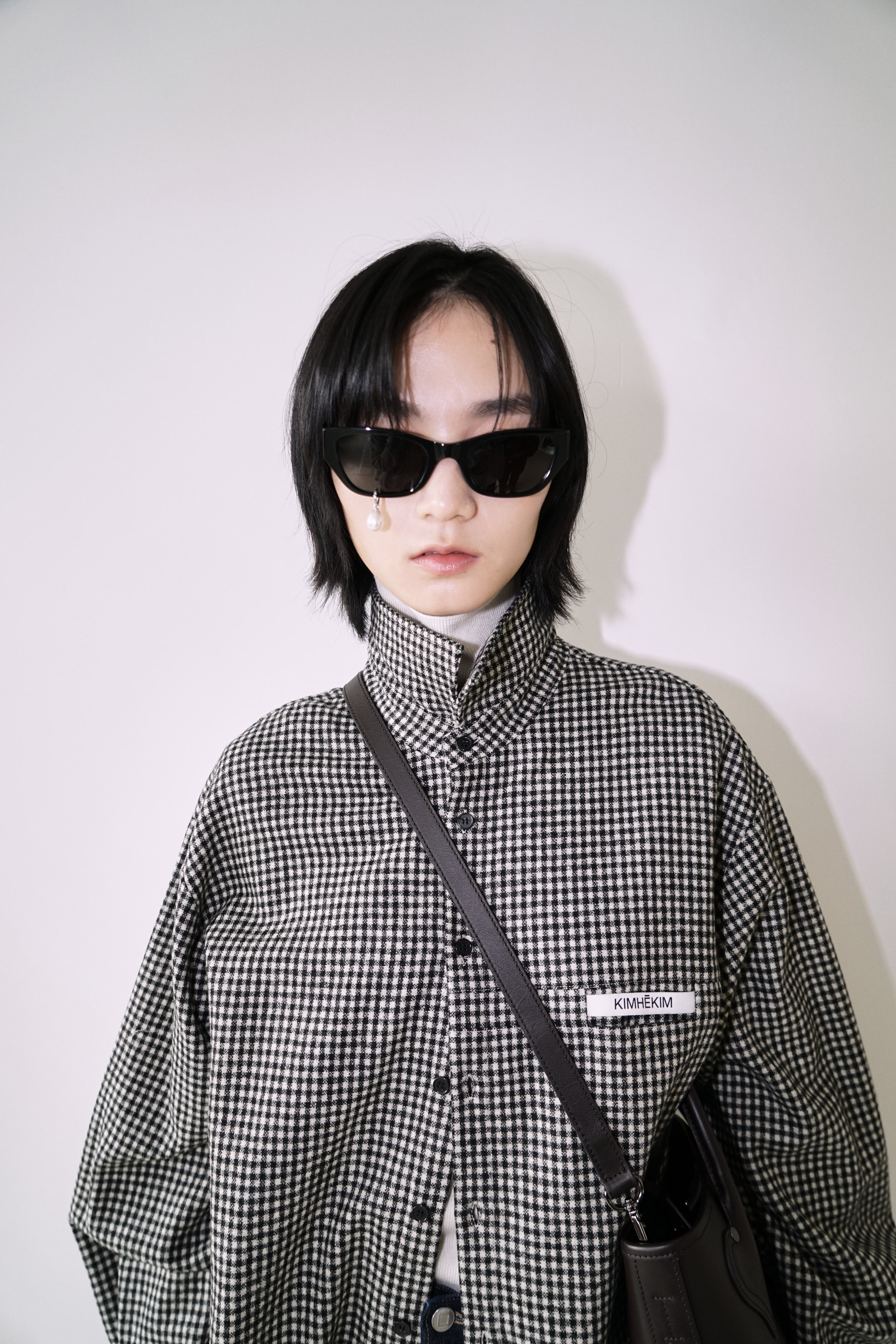 Checkered KIMHEKIM Label Shirt (Black) — vue 13