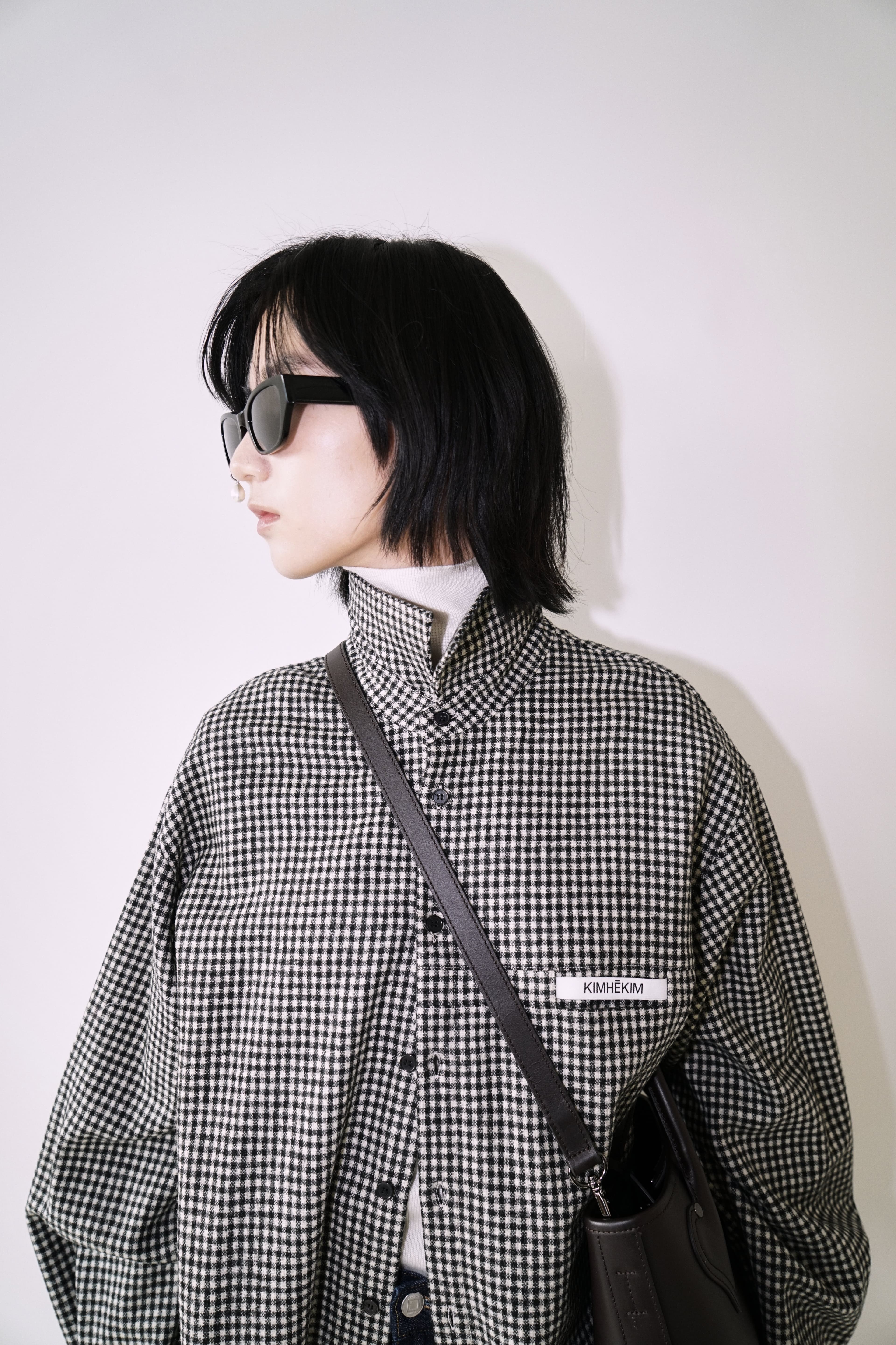 Checkered KIMHEKIM Label Shirt (Black) — vue 14