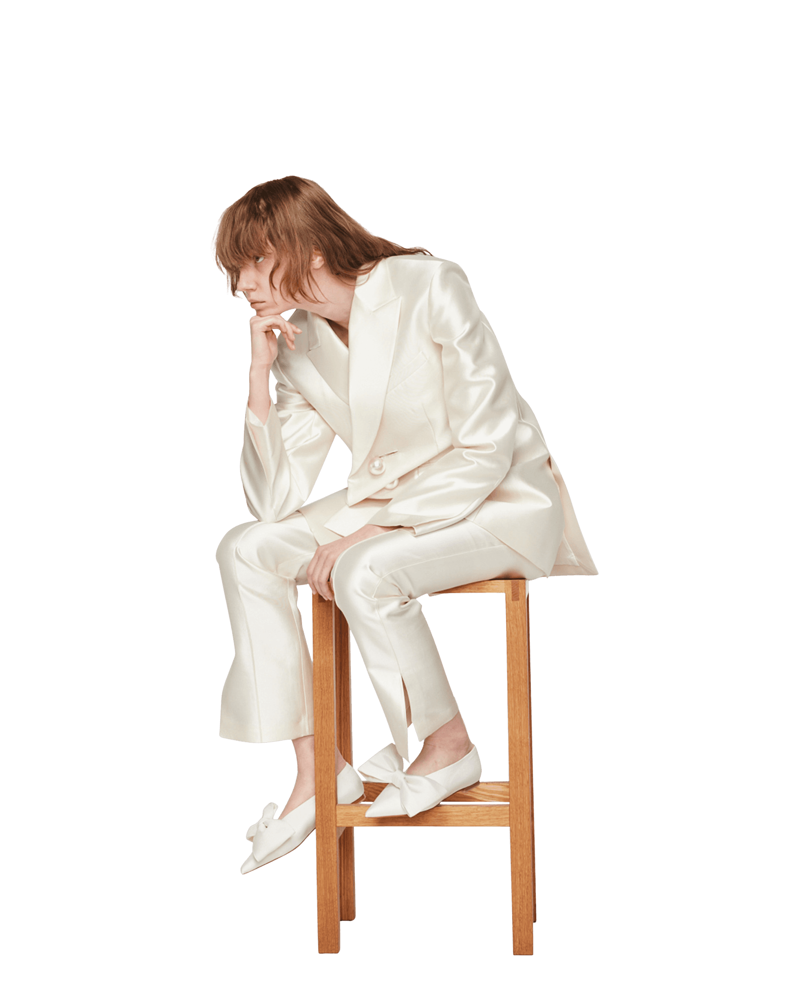 Silk Blend Venus Pants (White) — vue 5