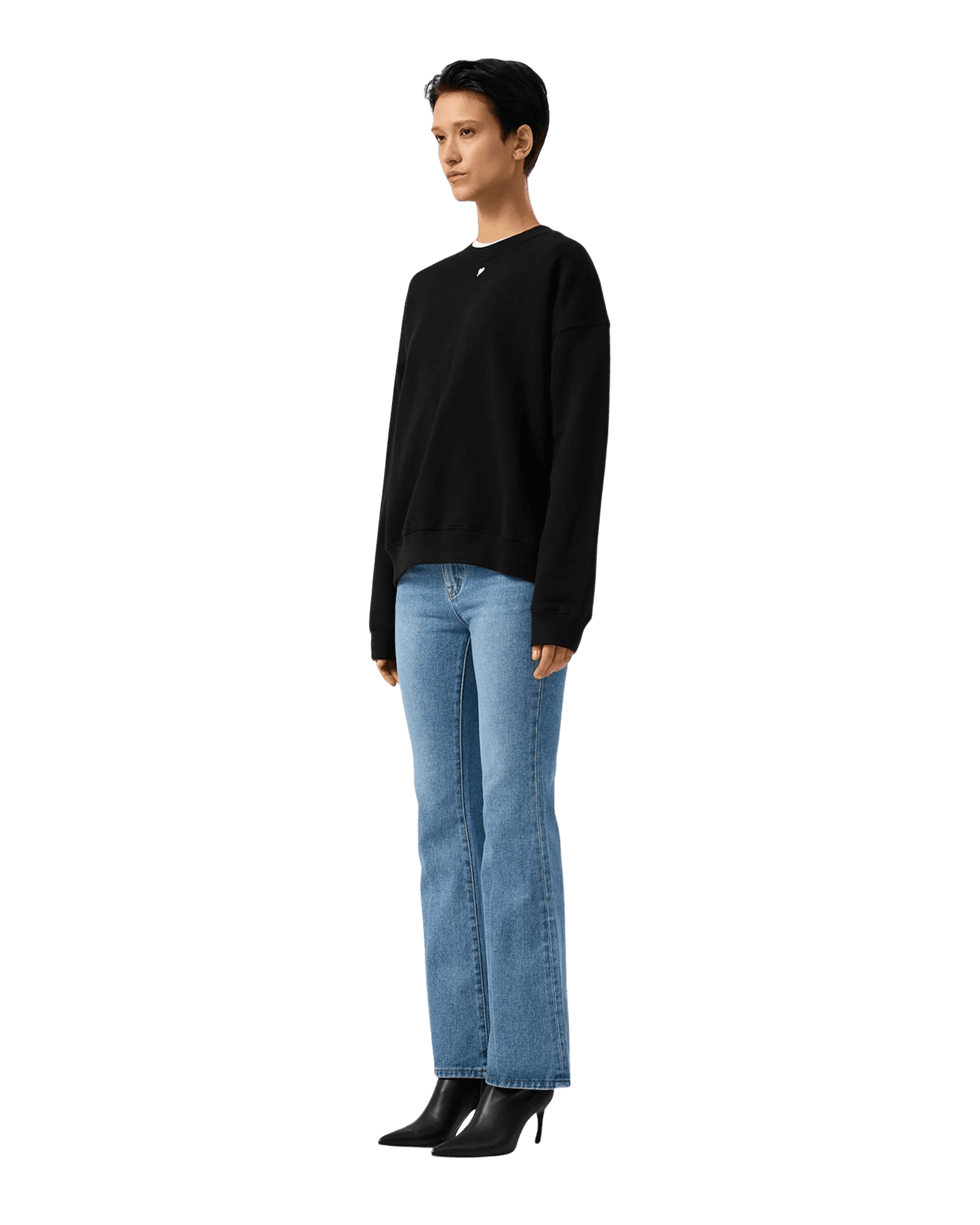 Heart Embroidered Sweatshirt (Black) — vue 18