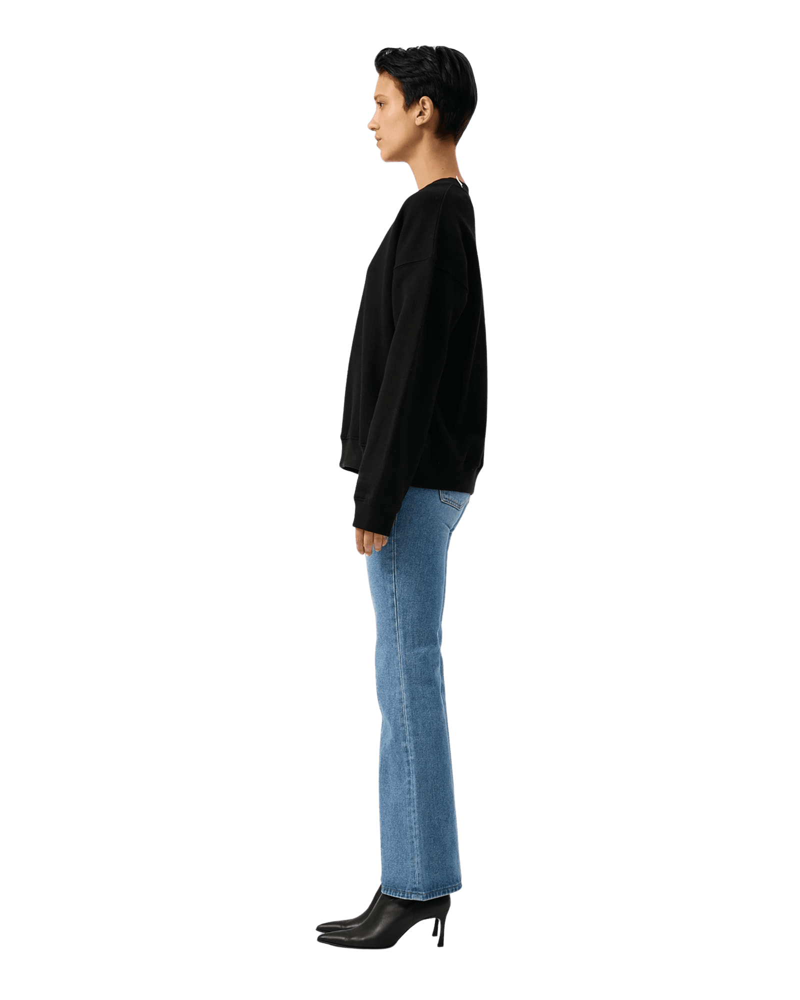 Heart Embroidered Sweatshirt (Black) — vue 19