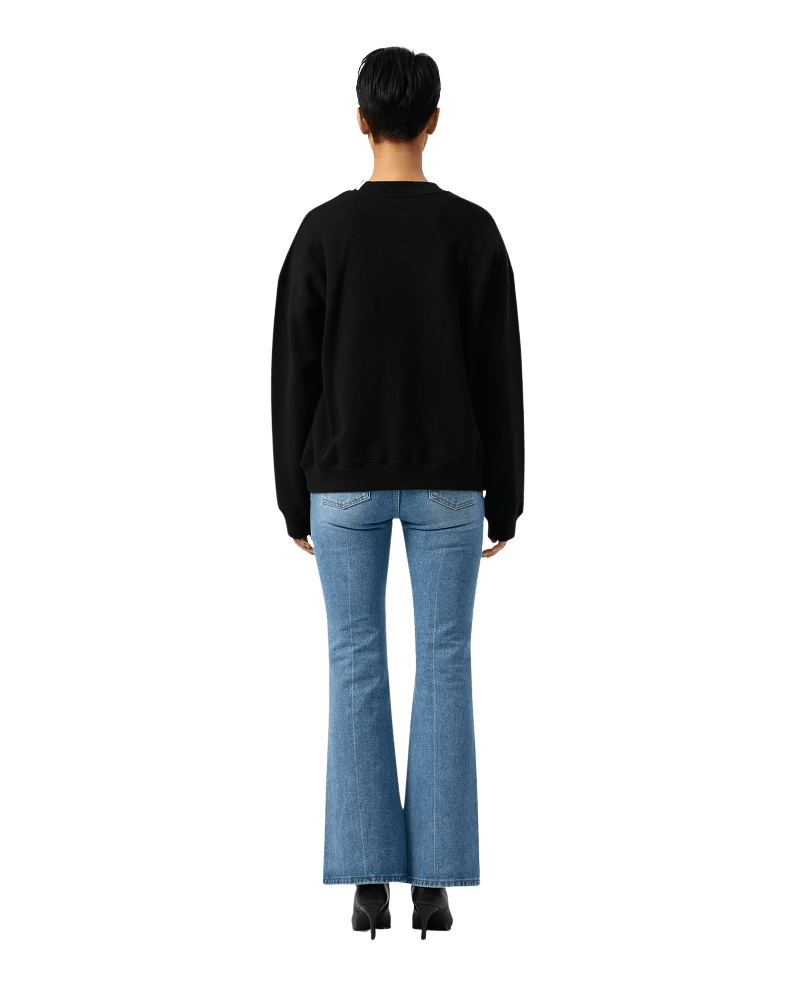 Heart Embroidered Sweatshirt (Black) — vue 20