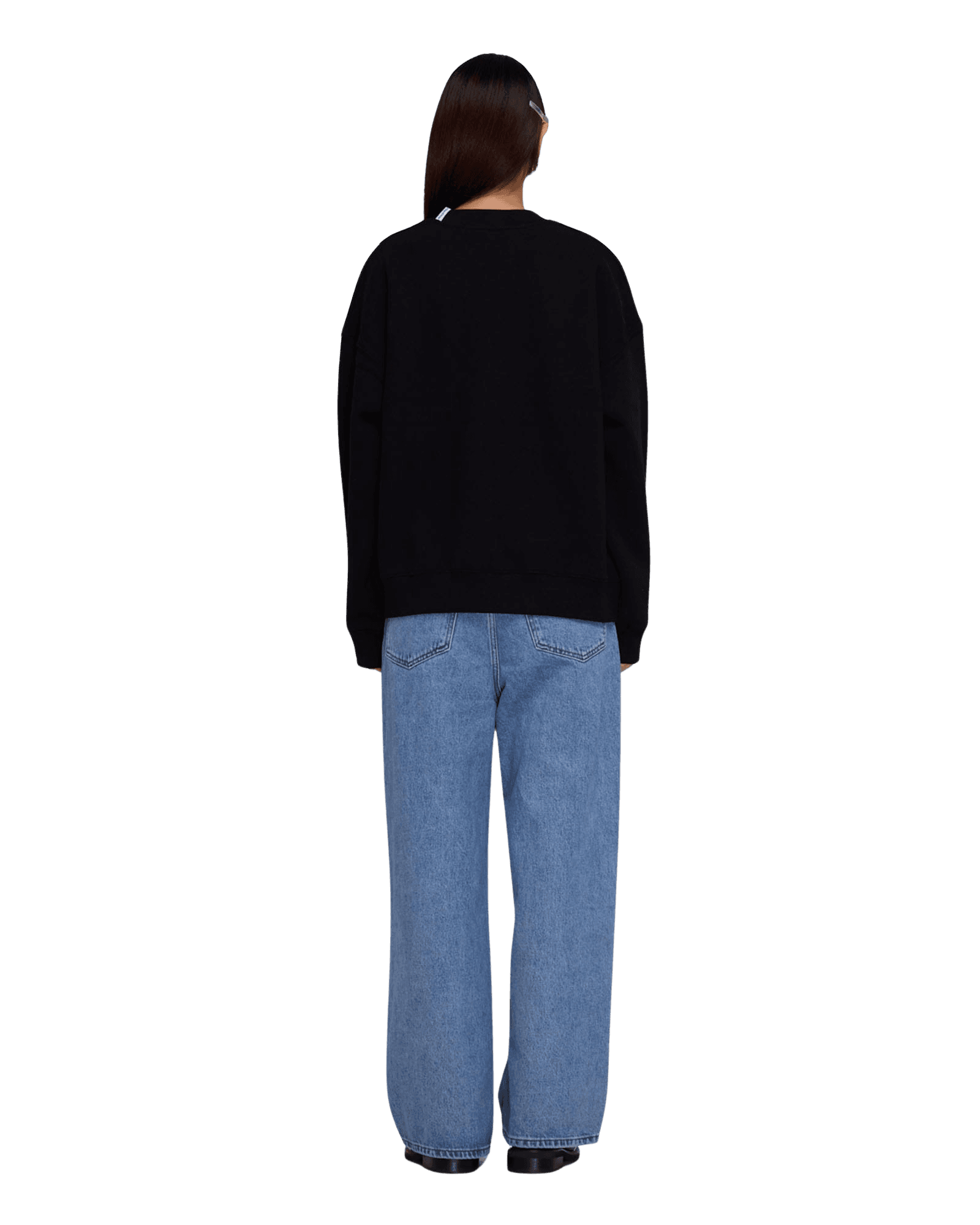 Heart Embroidered Sweatshirt (Black) — vue 4