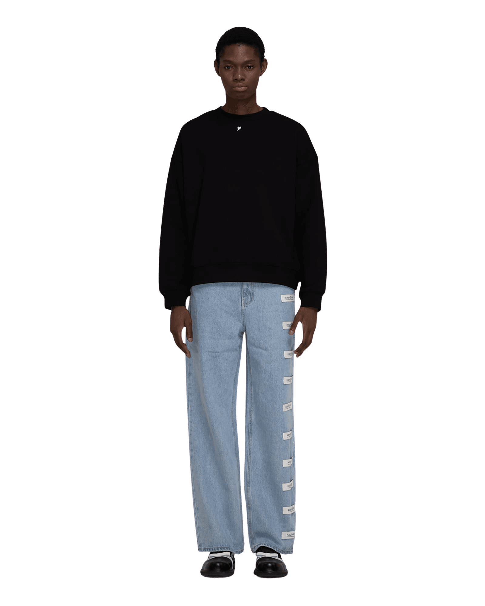 Heart Embroidered Sweatshirt (Black) — vue 6