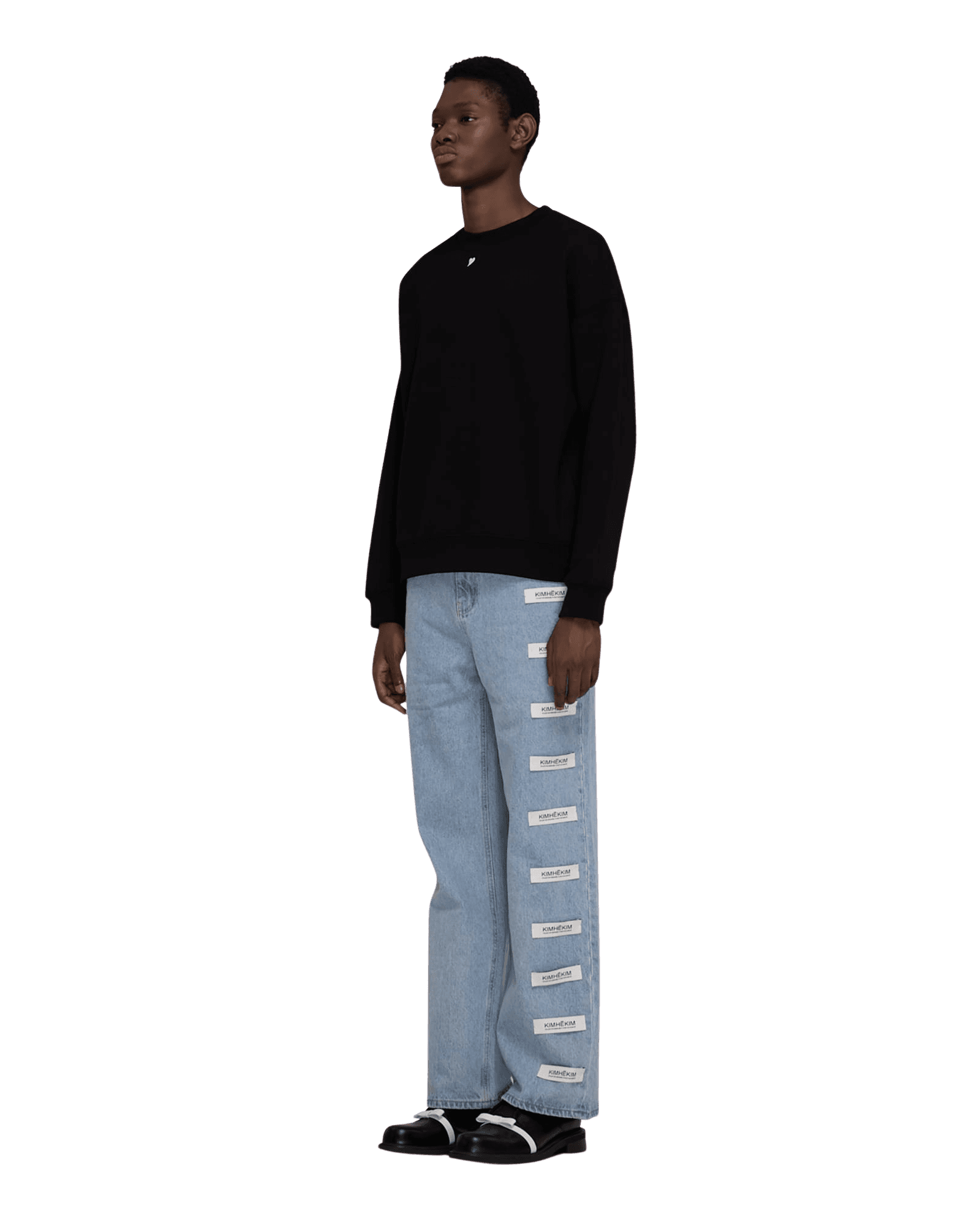 Heart Embroidered Sweatshirt (Black) — vue 7