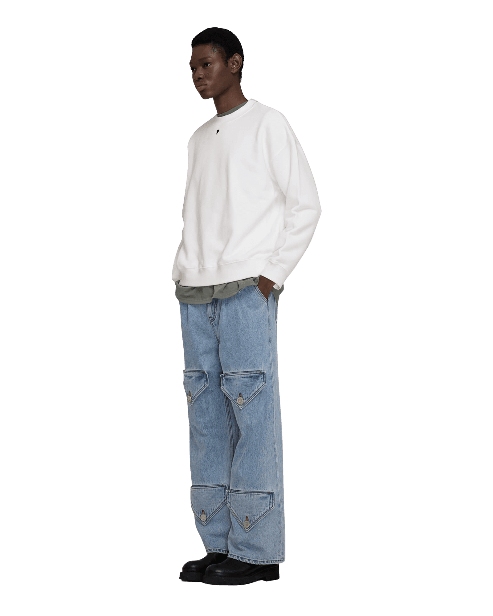 Heart Embroidered Sweatshirt (White) — vue 2
