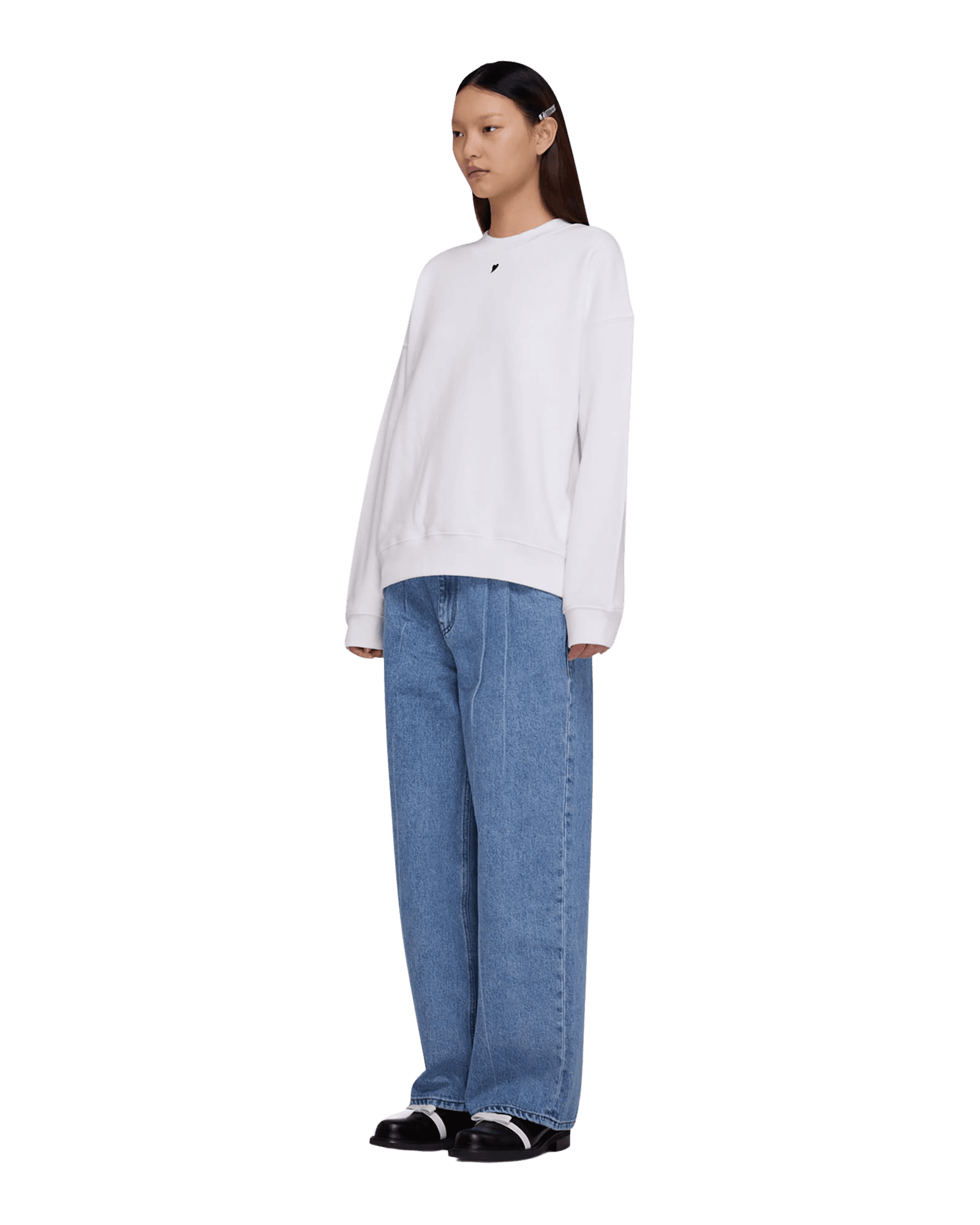 Heart Embroidered Sweatshirt (White) — vue 7