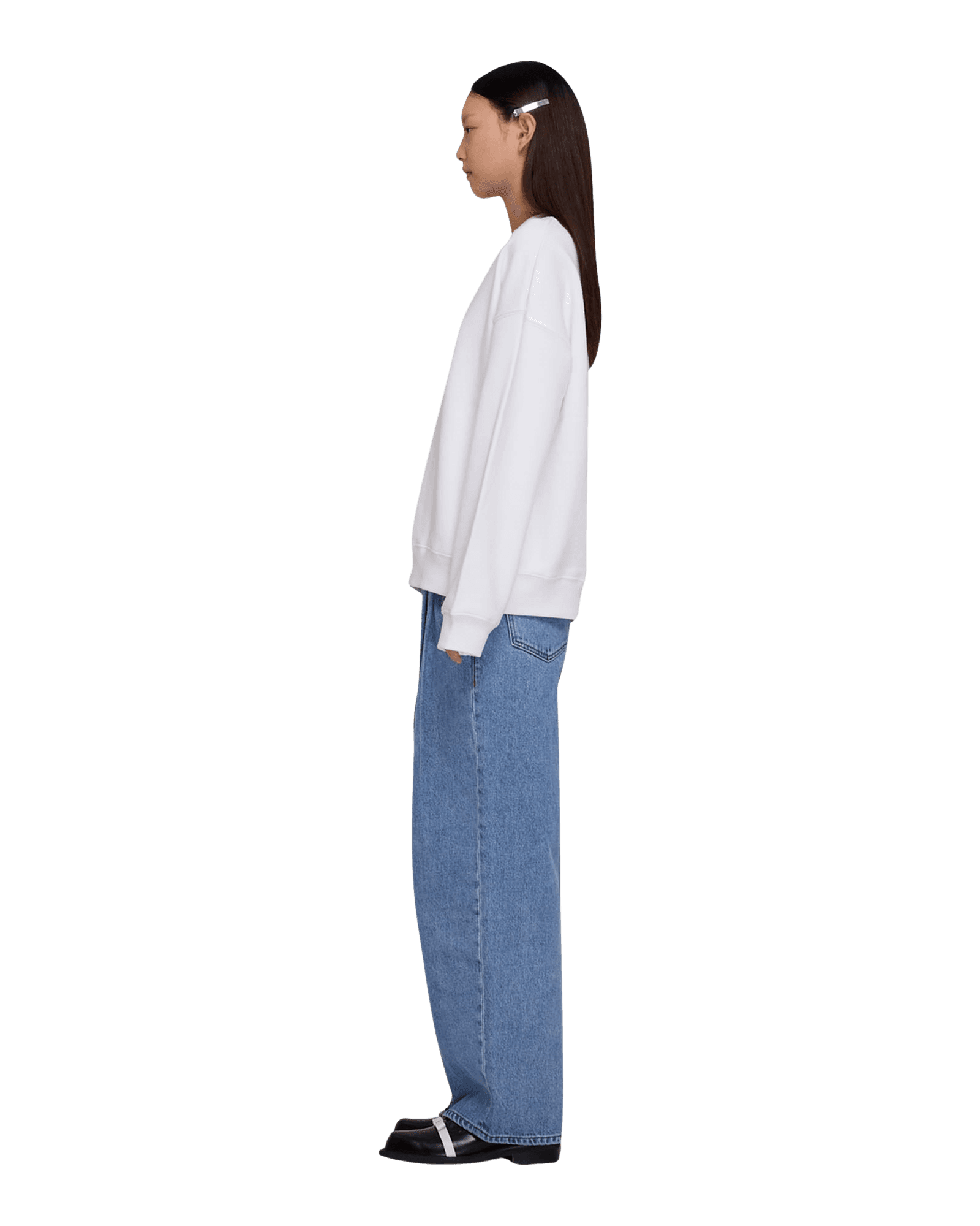Heart Embroidered Sweatshirt (White) — vue 8