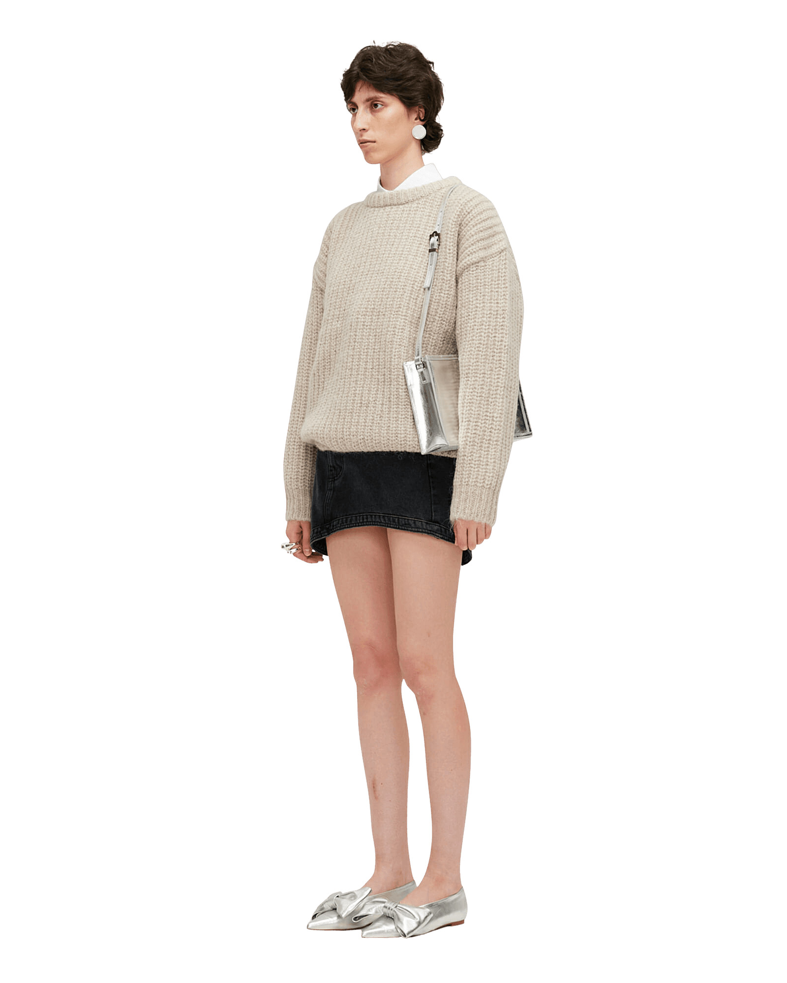 Ripped Mohair-Alpaca Sweater (Beige) — vue 2