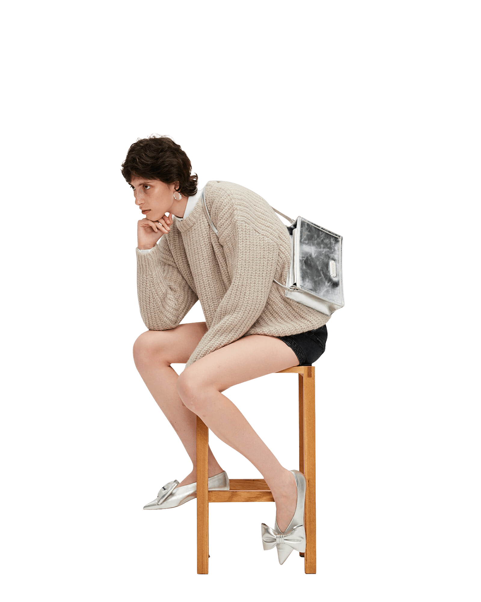 Ripped Mohair-Alpaca Sweater (Beige) — vue 5