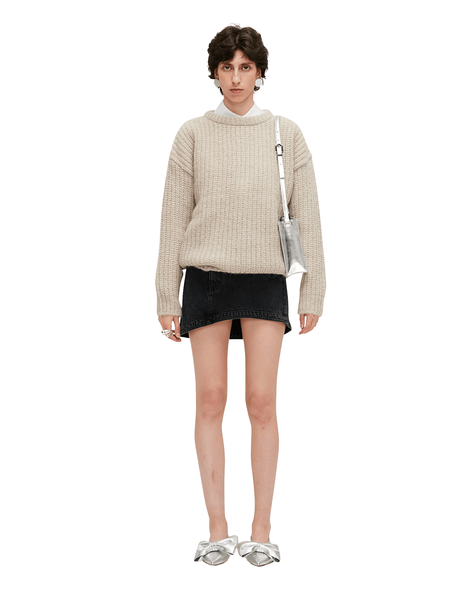 Ripped Mohair-Alpaca Sweater (Beige) — vue 1