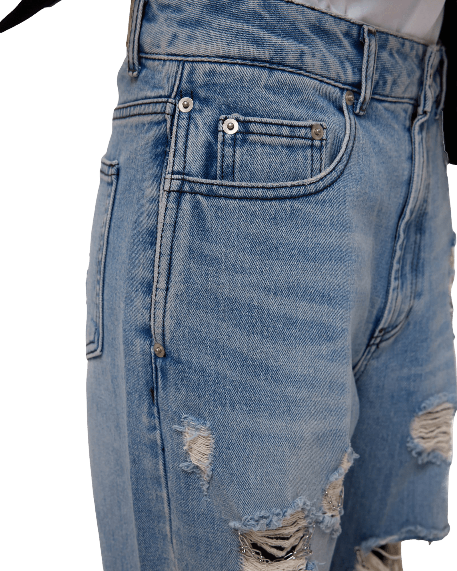 Chain Embellishment Destroyed Jeans (Blue) — vue 13