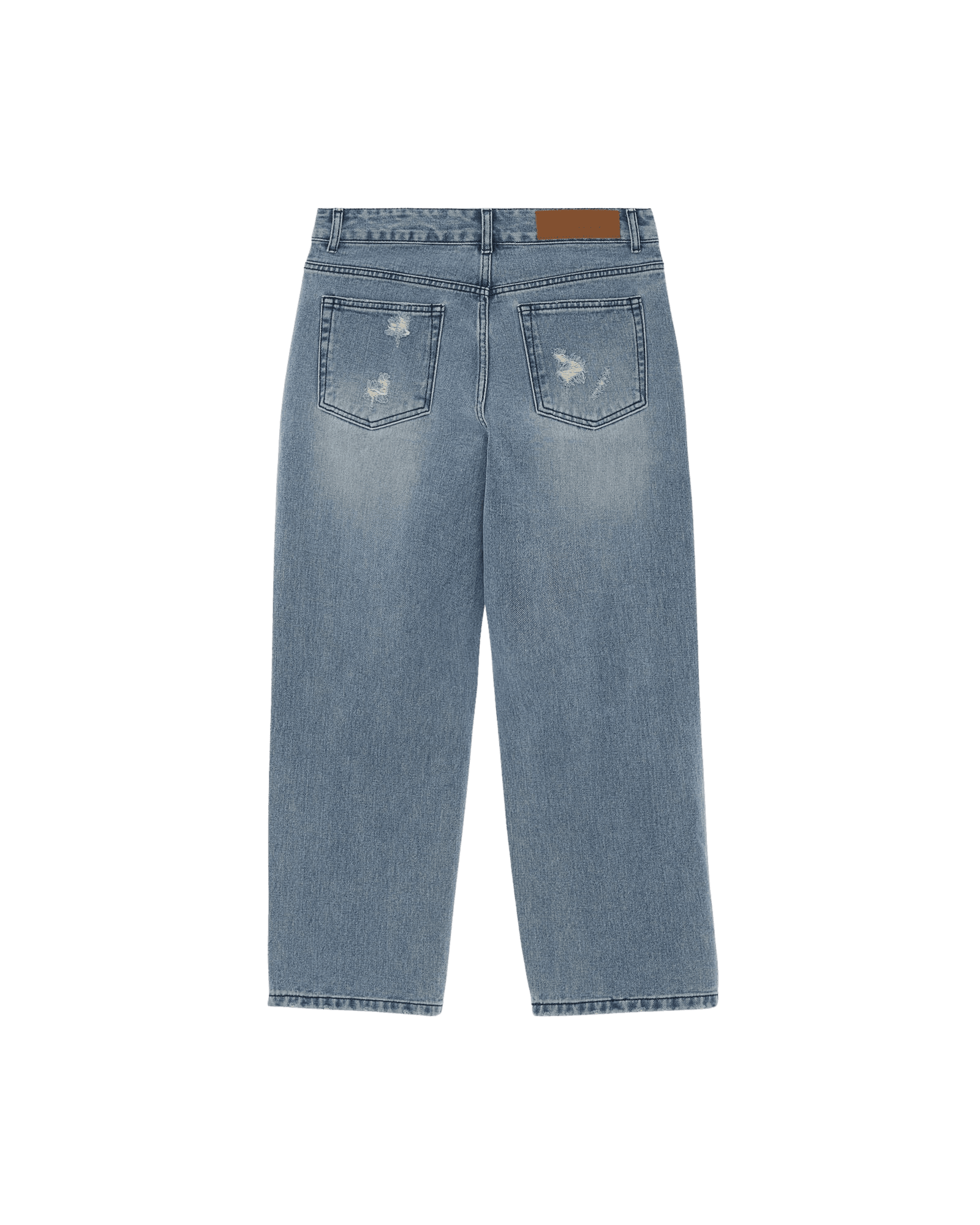Chain Embellishment Destroyed Jeans (Blue) — vue 16