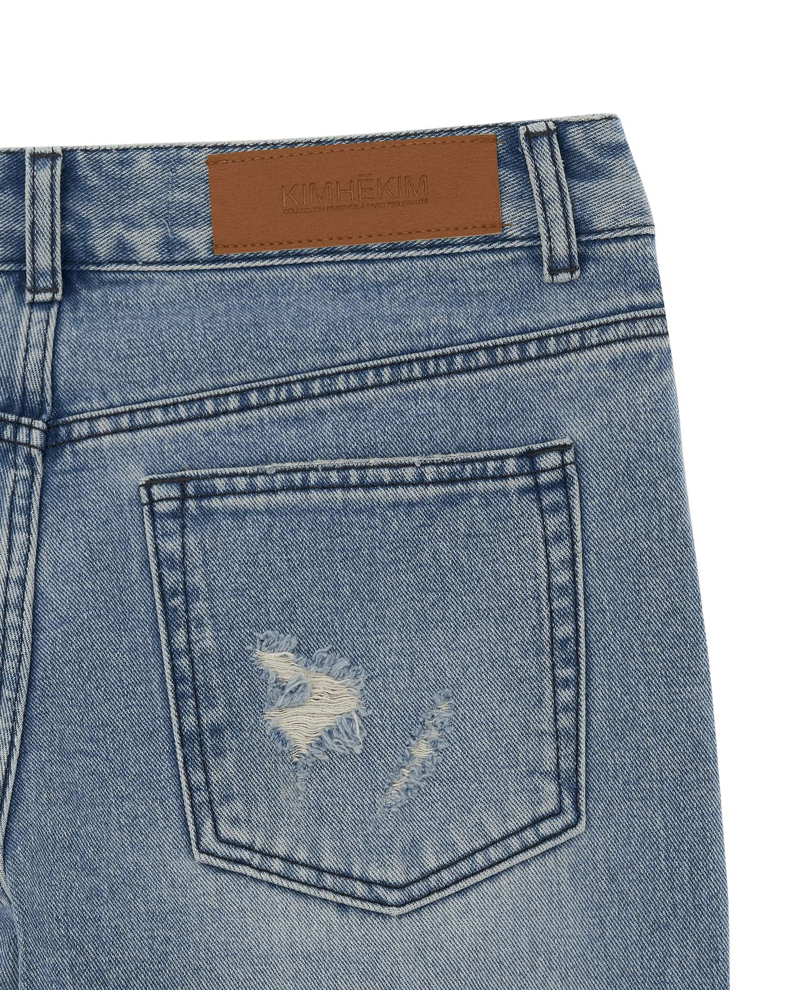 Chain Embellishment Destroyed Jeans (Blue) — vue 17