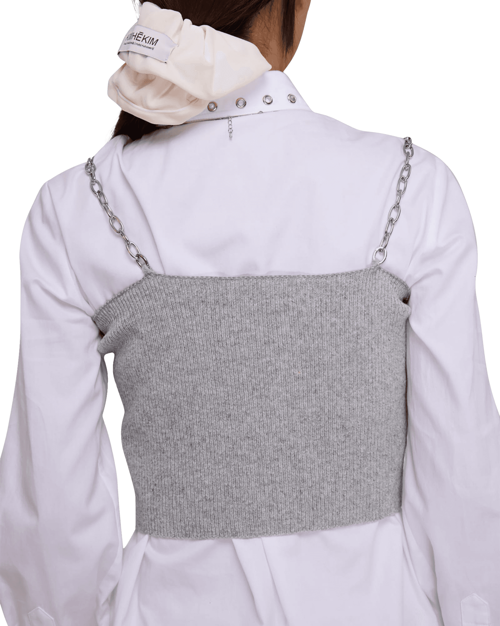 Detachable Chain Strap Wool Knitted Top (Black) — vue 6